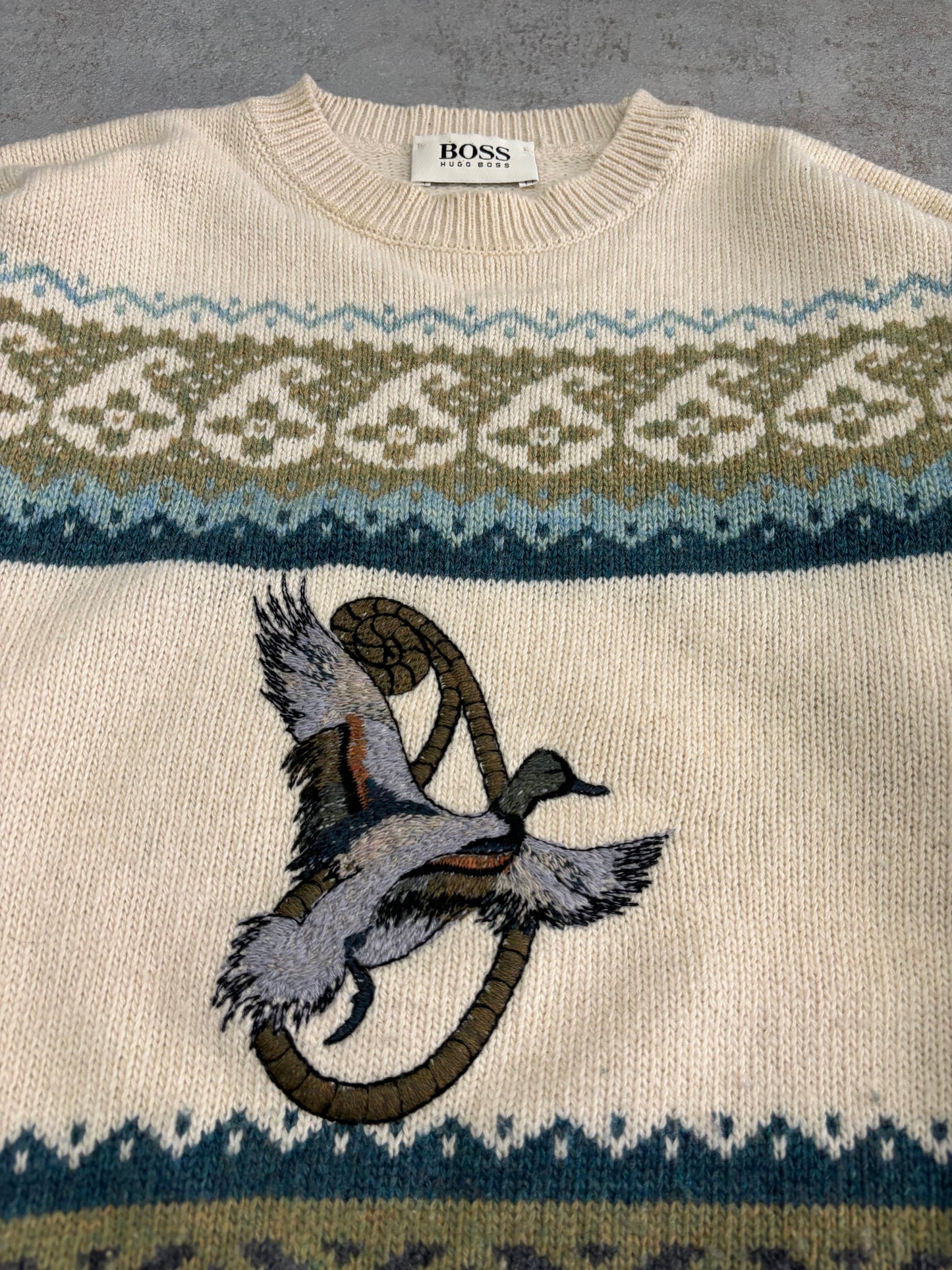 Hugo Boss 'All Embroidered' 90s Vintage Sweater - M
