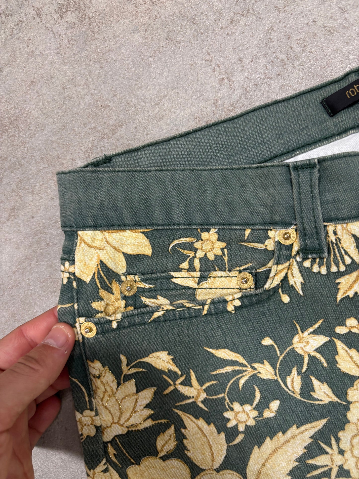 Pantalones Flower Print Roberto Cavalli 00s Vintage - M