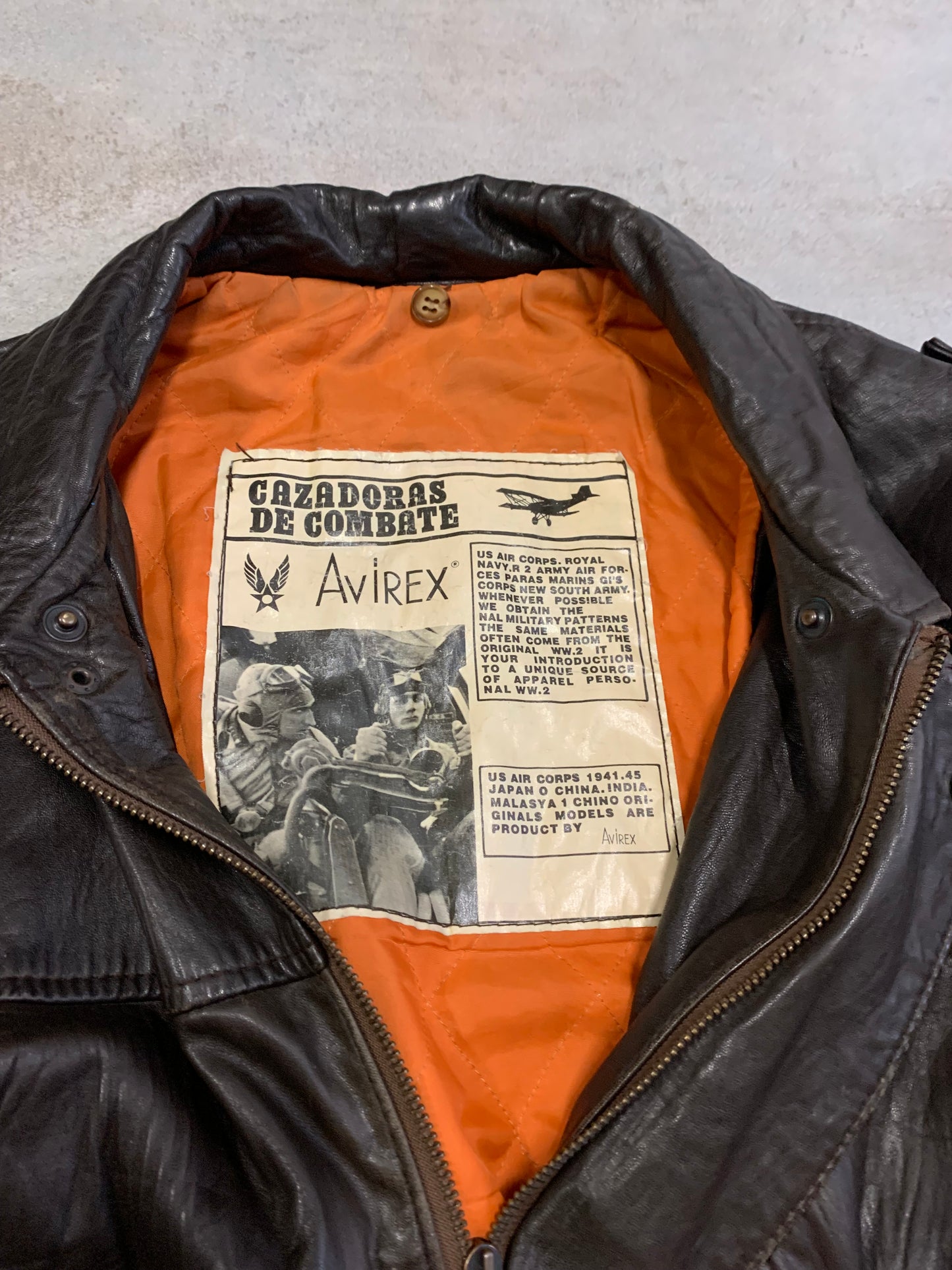 Avirex Vintage Aviator Leather Jacket - L