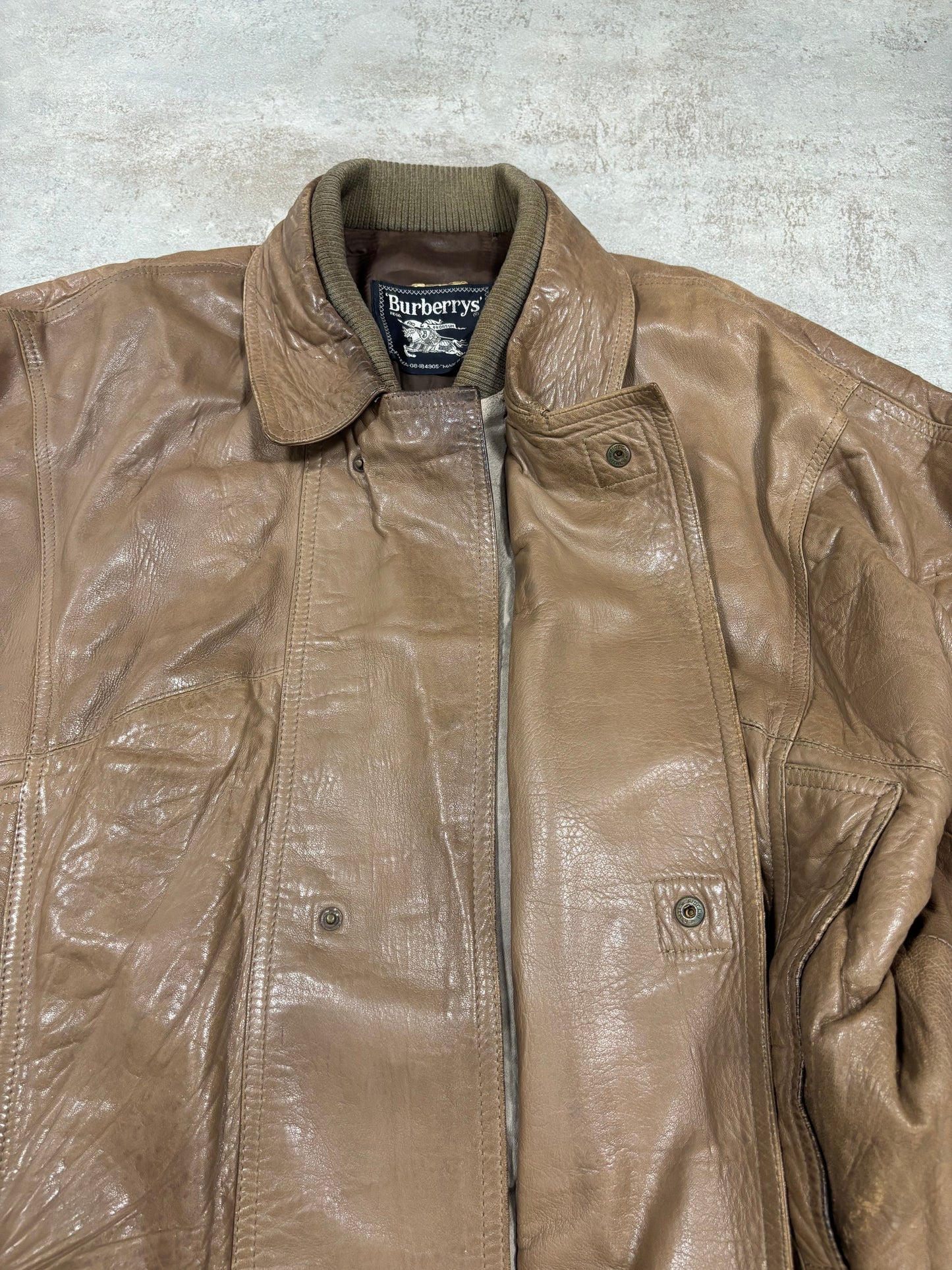 Chaqueta Piel Burberry 90s Vintage - L