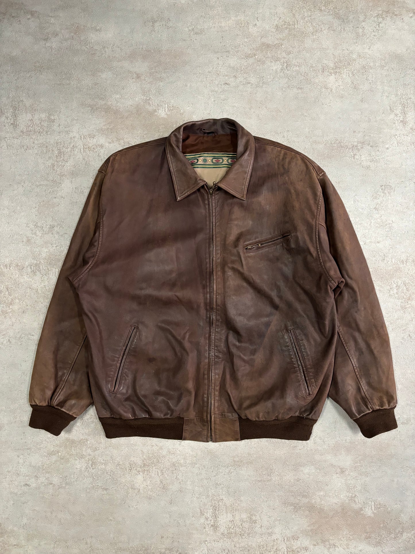 Hugo Boss 80s Vintage Leather Jacket - XL