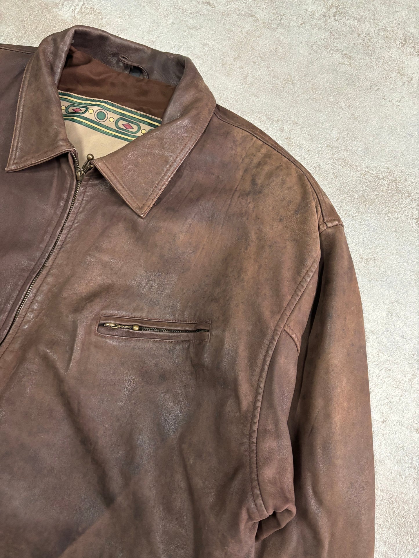 Hugo Boss 80s Vintage Leather Jacket - XL