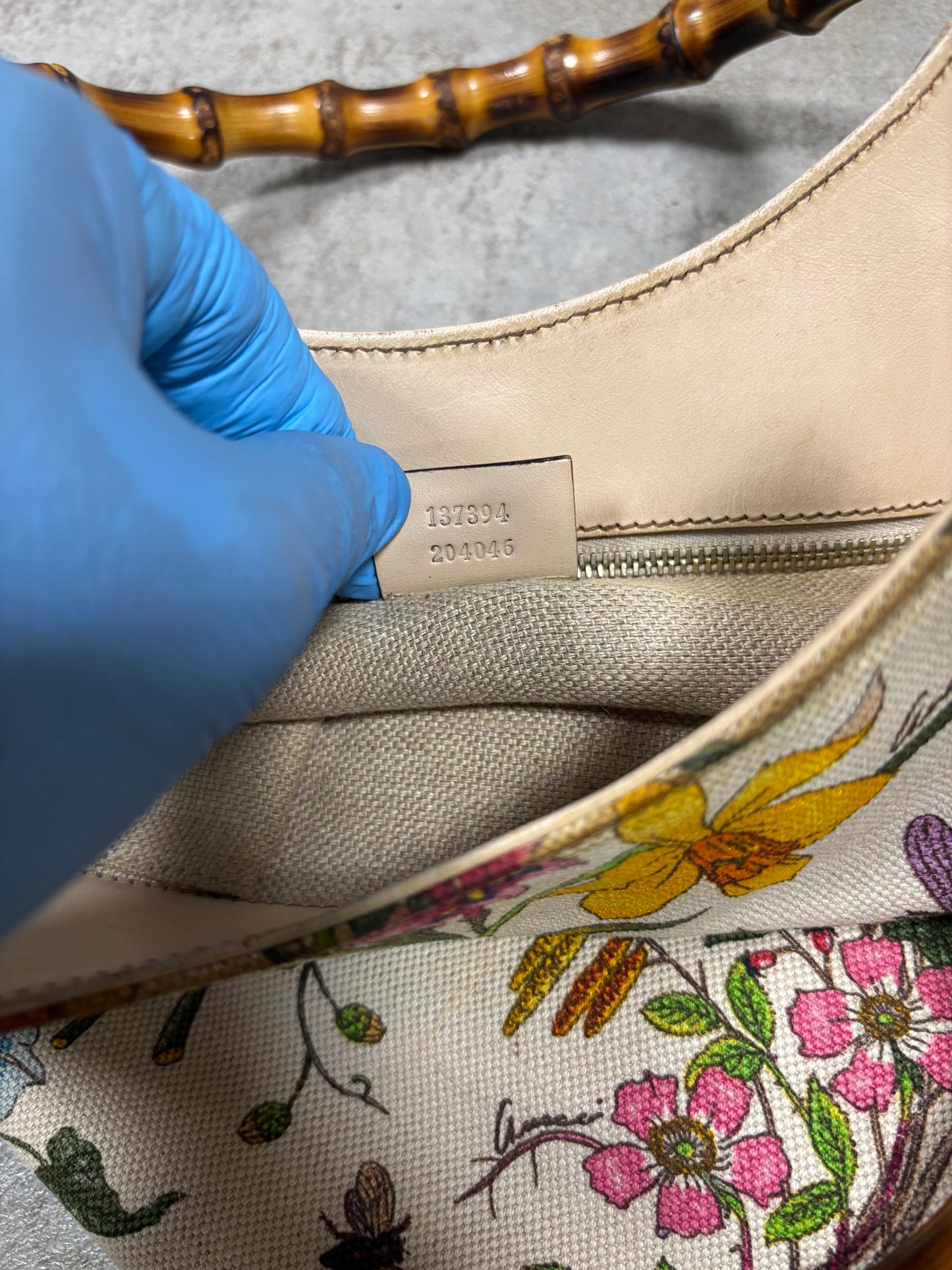 Bolso Lona Hombro ‘Bamboo Flora’ Gucci 00s Vintage