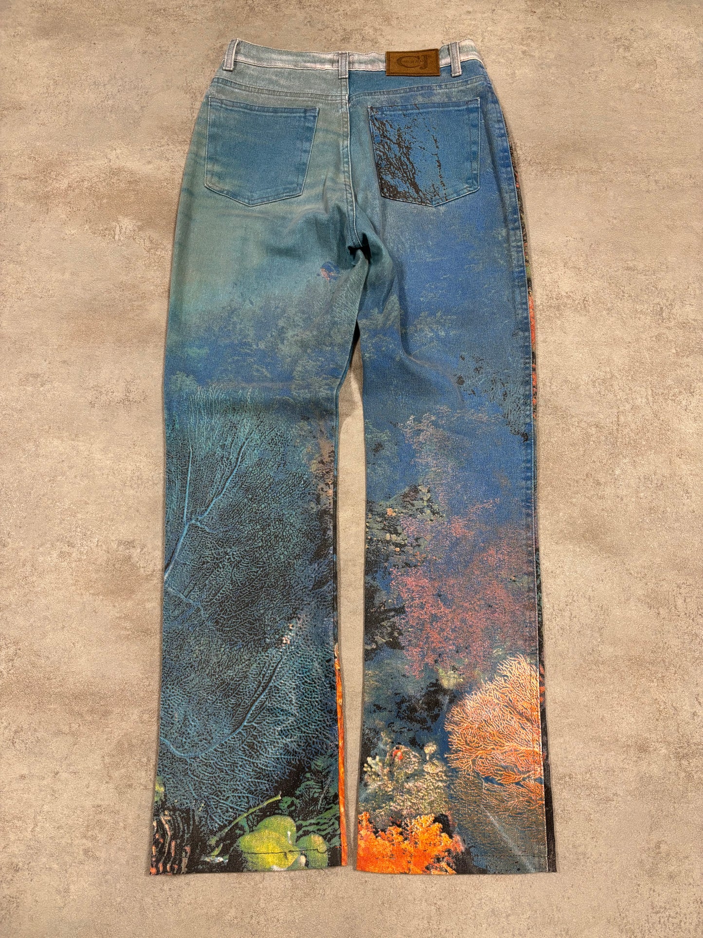 Pantalones Coral Reef Print Cavalli Jeans 1999 Vintage - S