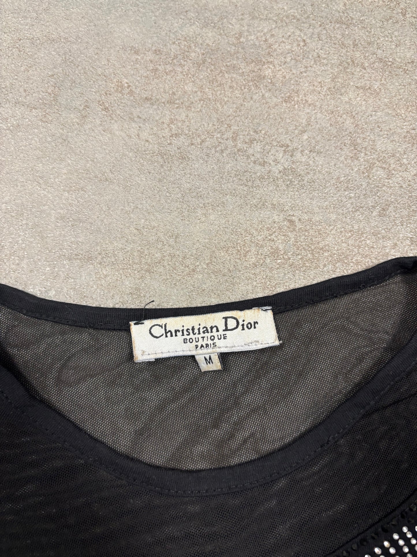 Camiseta Top Mesh Christian Dior Brillantes 00s Vintage - M