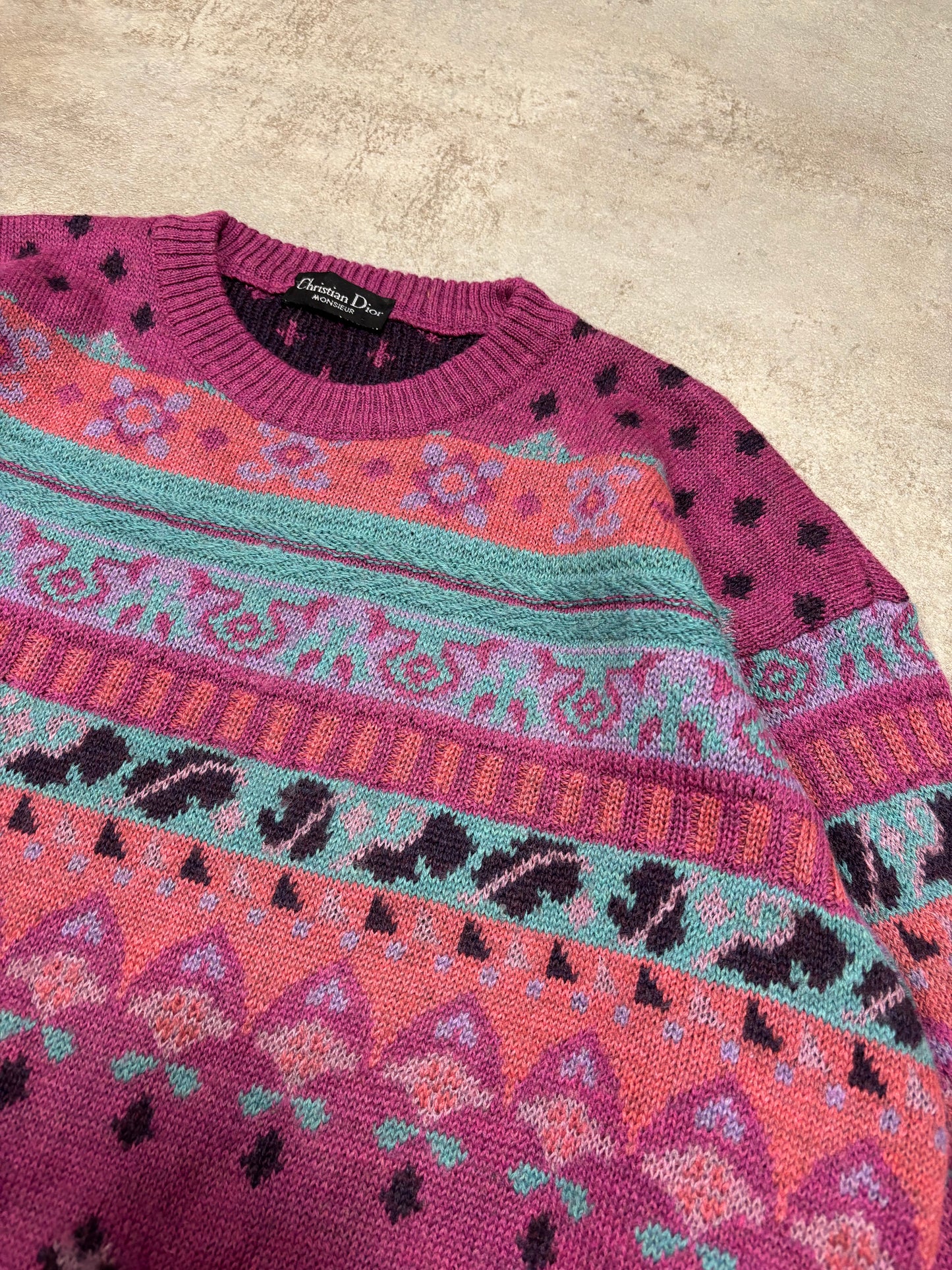 Jersey Estampado Jacquard Christian Dior 90s Vintage - XL