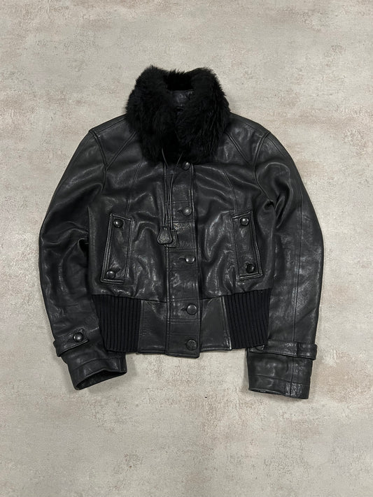 Chaqueta Cuero Bomber Vintage Armani Jeans - M