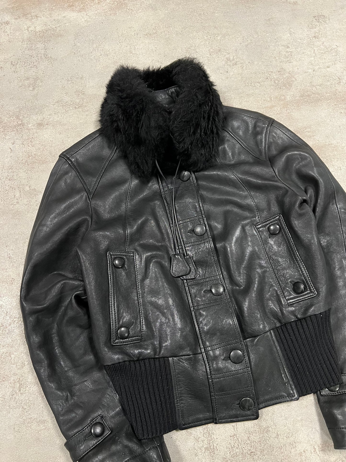 Chaqueta Cuero Bomber Vintage Armani Jeans - M