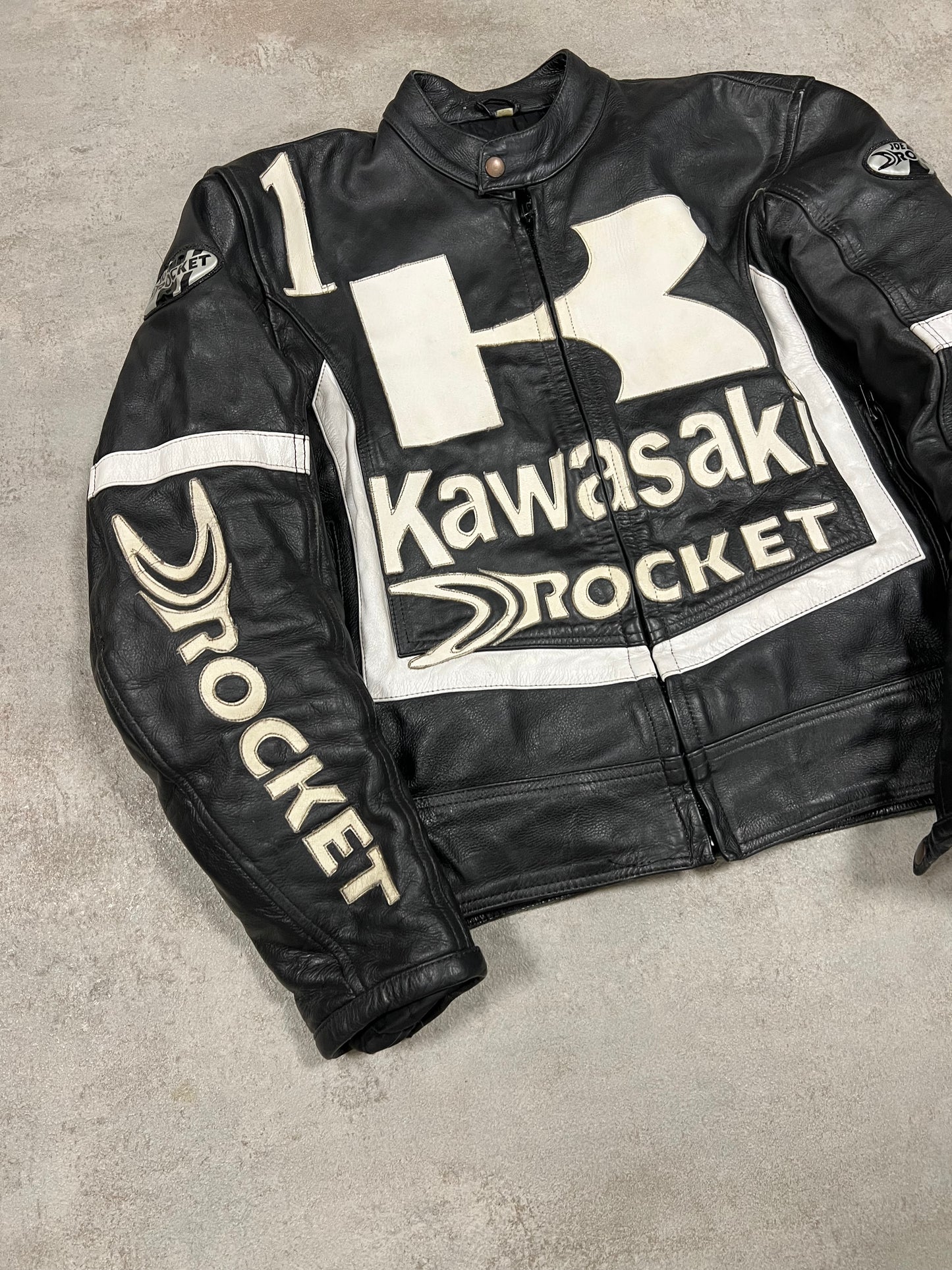 Chaqueta Cuero Motorista Vintage Kawasaki Jot Rocket - M