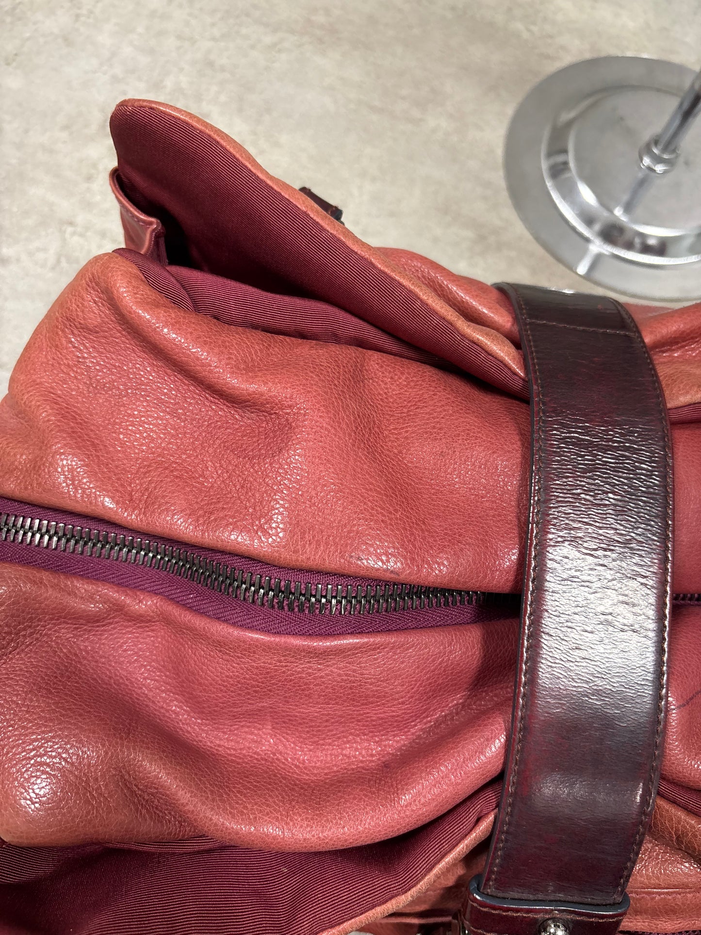 Bolso Hombro Cuero Rojo Loewe