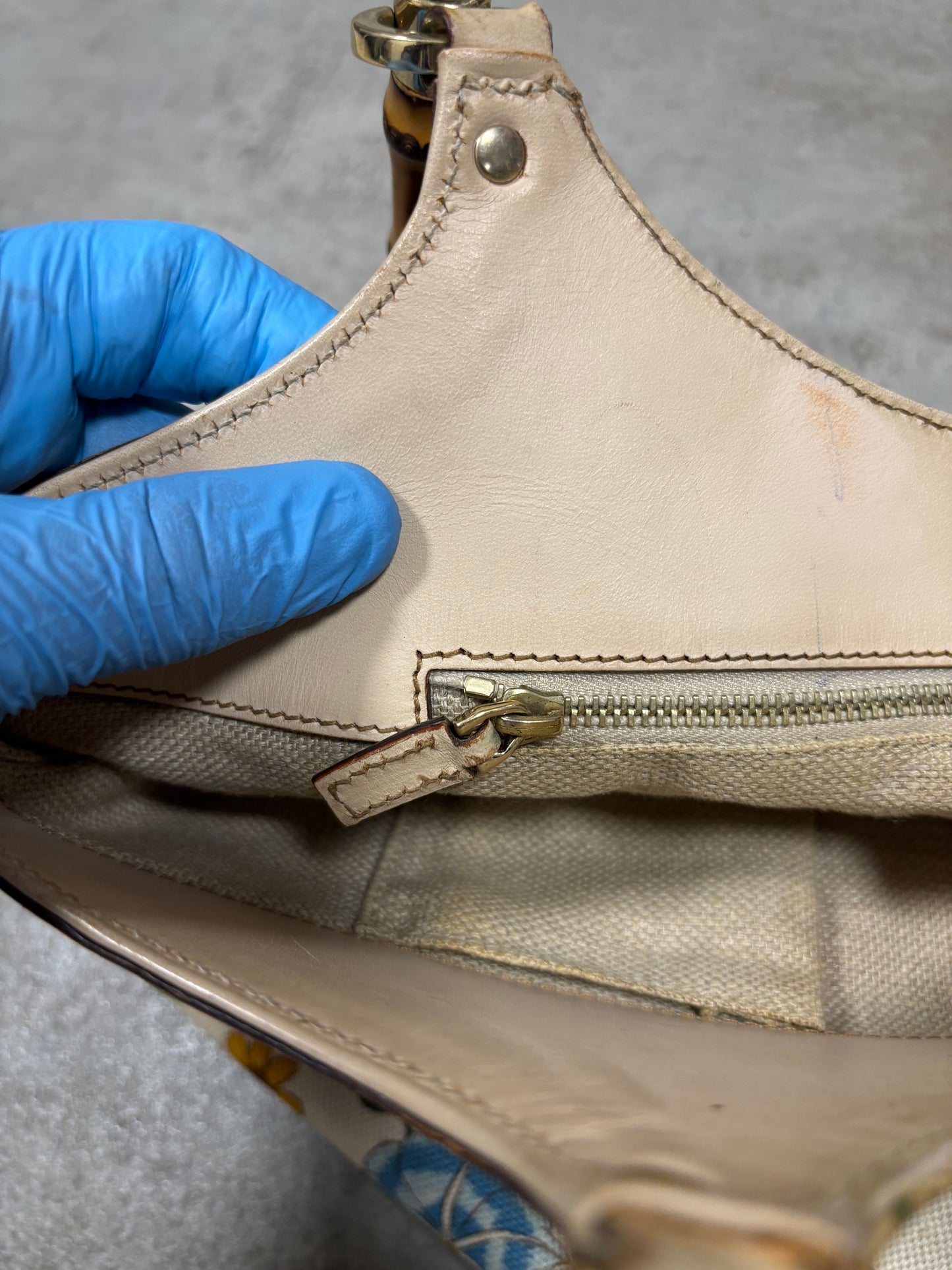 Bolso Lona Hombro ‘Bamboo Flora’ Gucci 00s Vintage