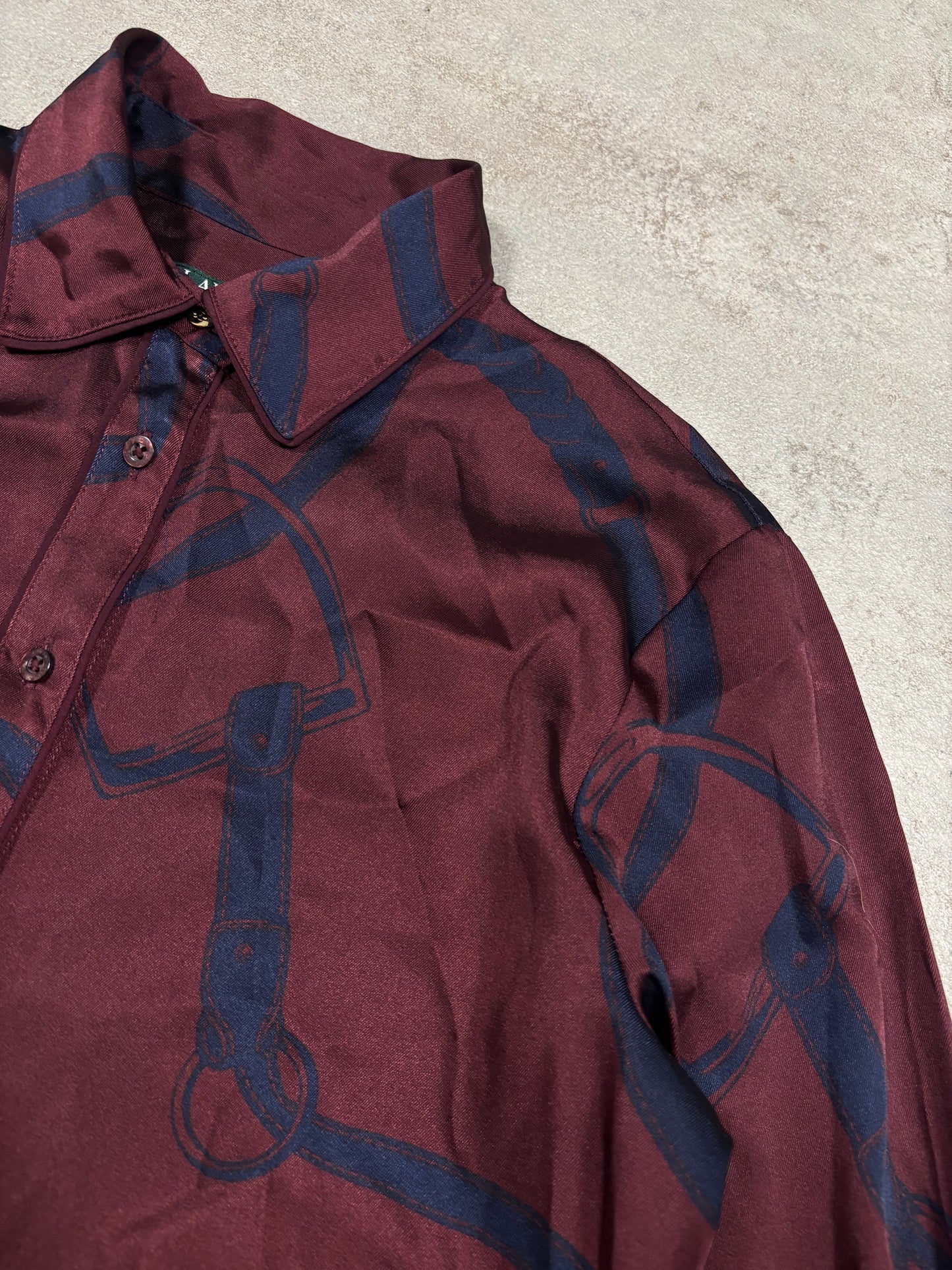 Camisa Estamapada ‘Horsebit’ Viscosa Ralph Lauren 00s Vintage - M