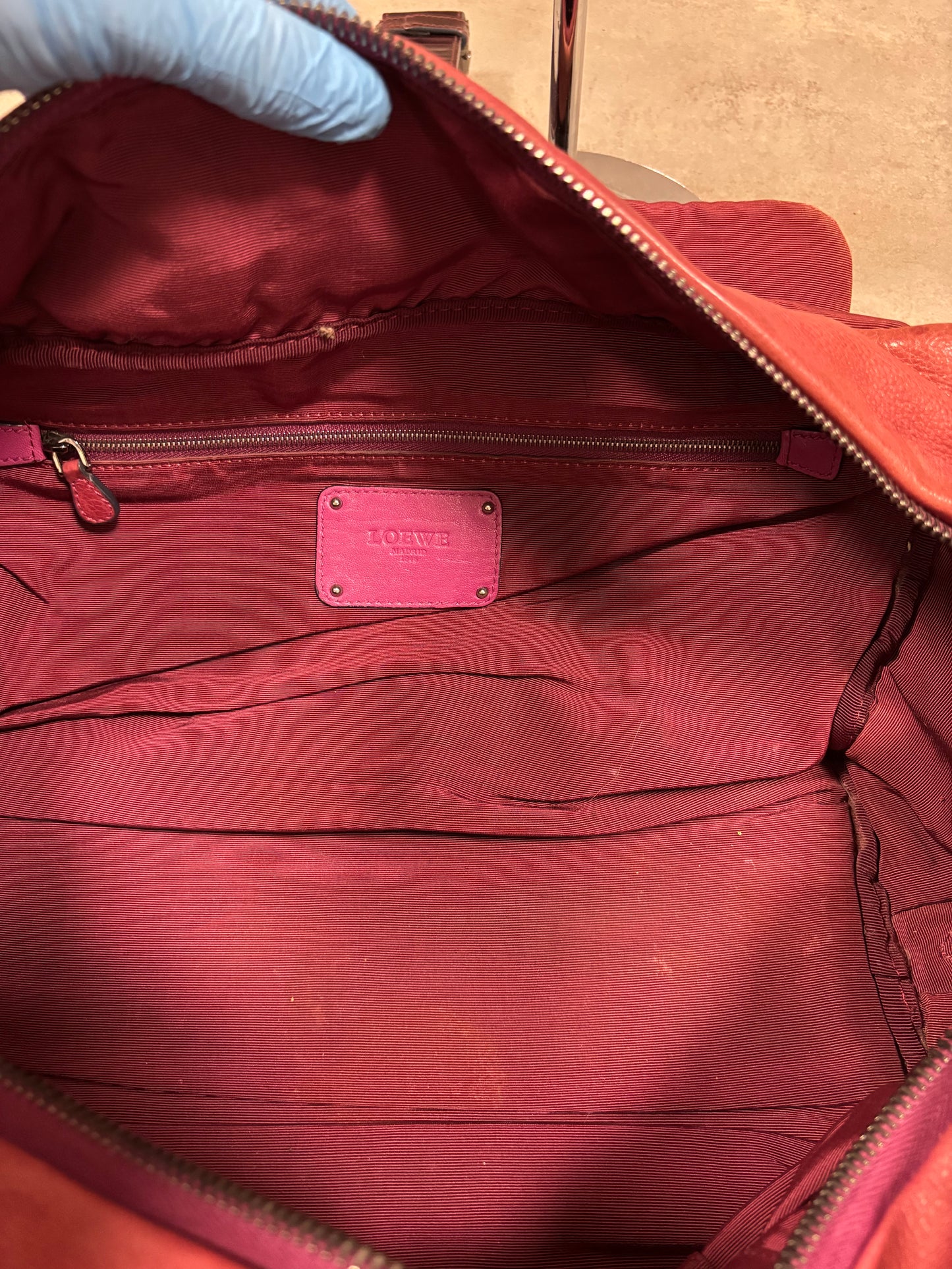 Bolso Hombro Cuero Rojo Loewe