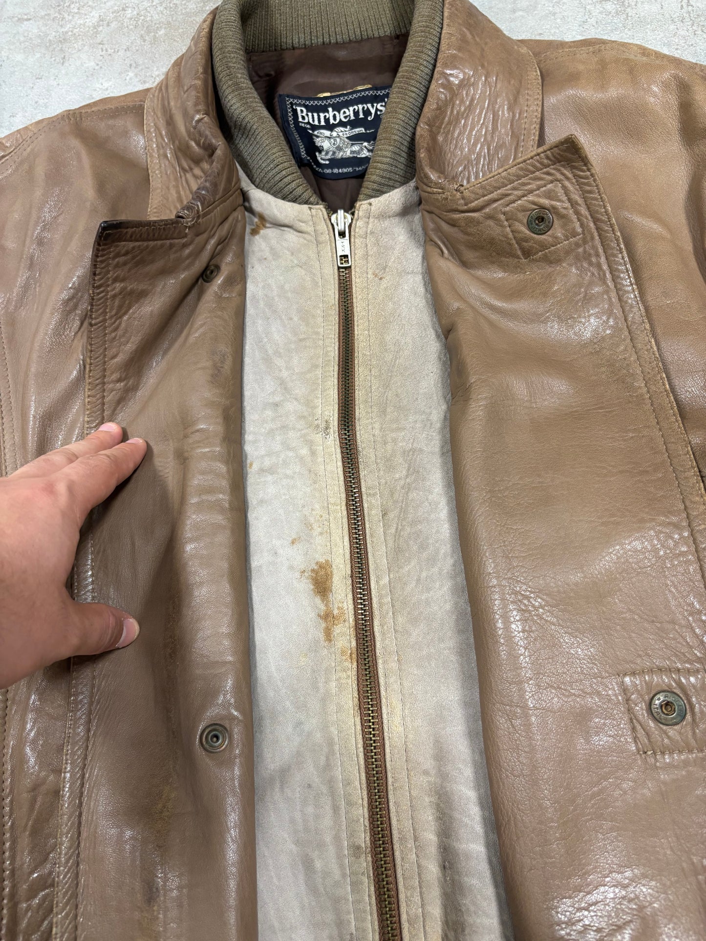 Chaqueta Piel Burberry 90s Vintage - L