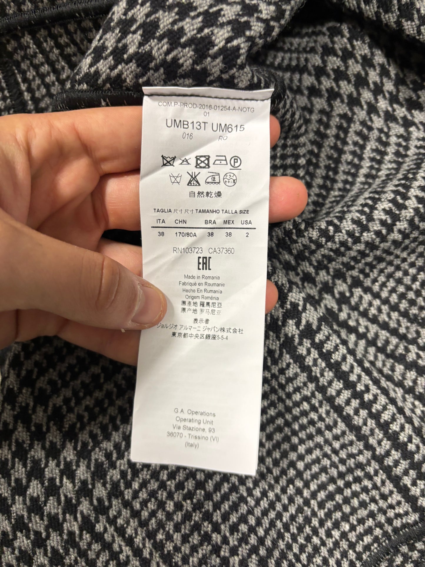 Blazer Largo Estructura Tweed Armani Collezioni 90s Vintage - M