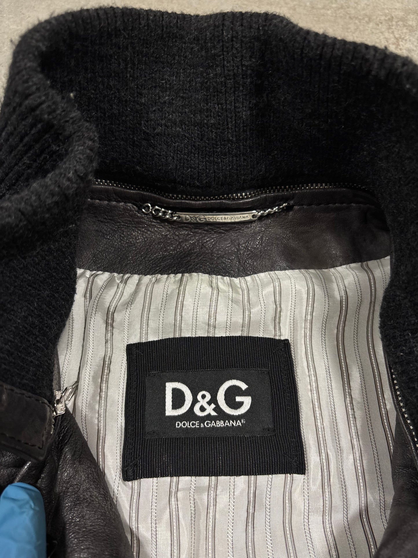 Chaqueta Cuero Cuello Extraible Dolce & Gabbana A/W2007 - L
