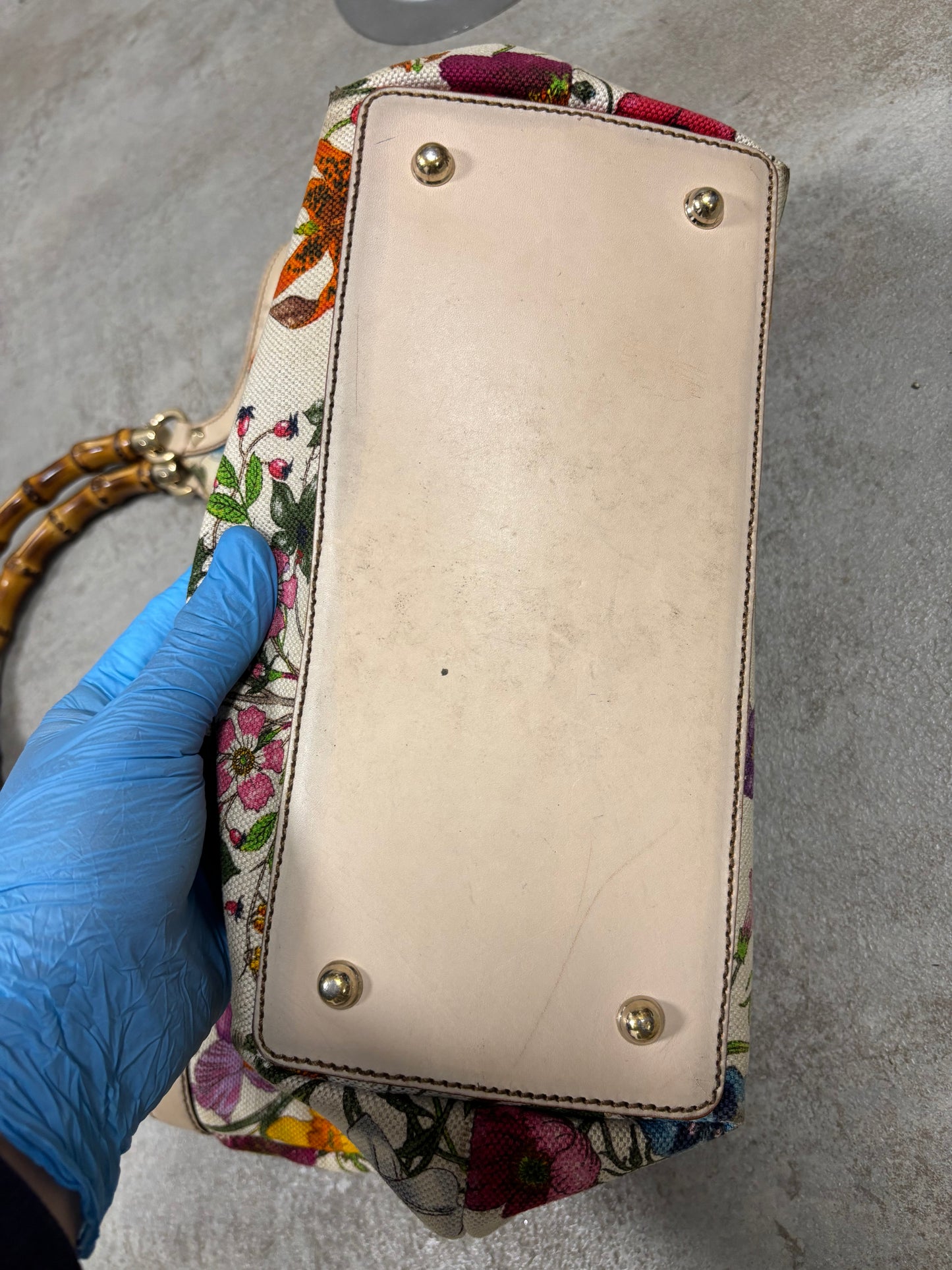 Bolso Lona Hombro ‘Bamboo Flora’ Gucci 00s Vintage