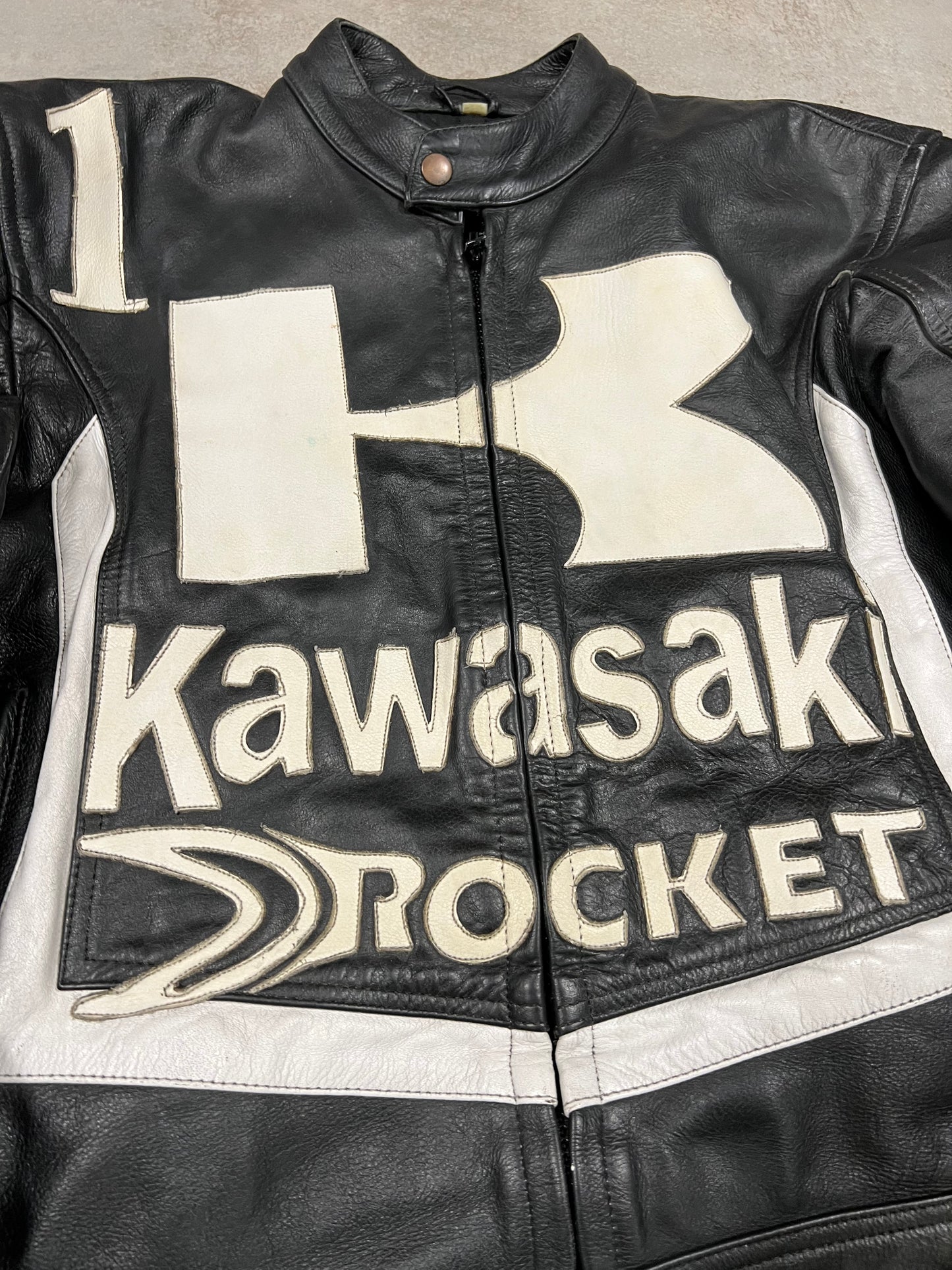 Chaqueta Cuero Motorista Vintage Kawasaki Jot Rocket - M