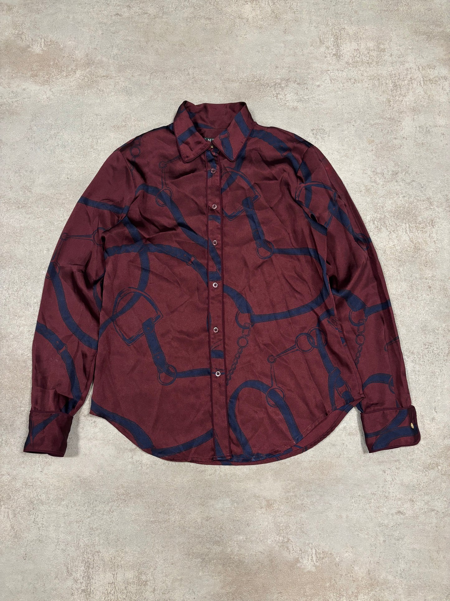 Camisa Estamapada ‘Horsebit’ Viscosa Ralph Lauren 00s Vintage - M