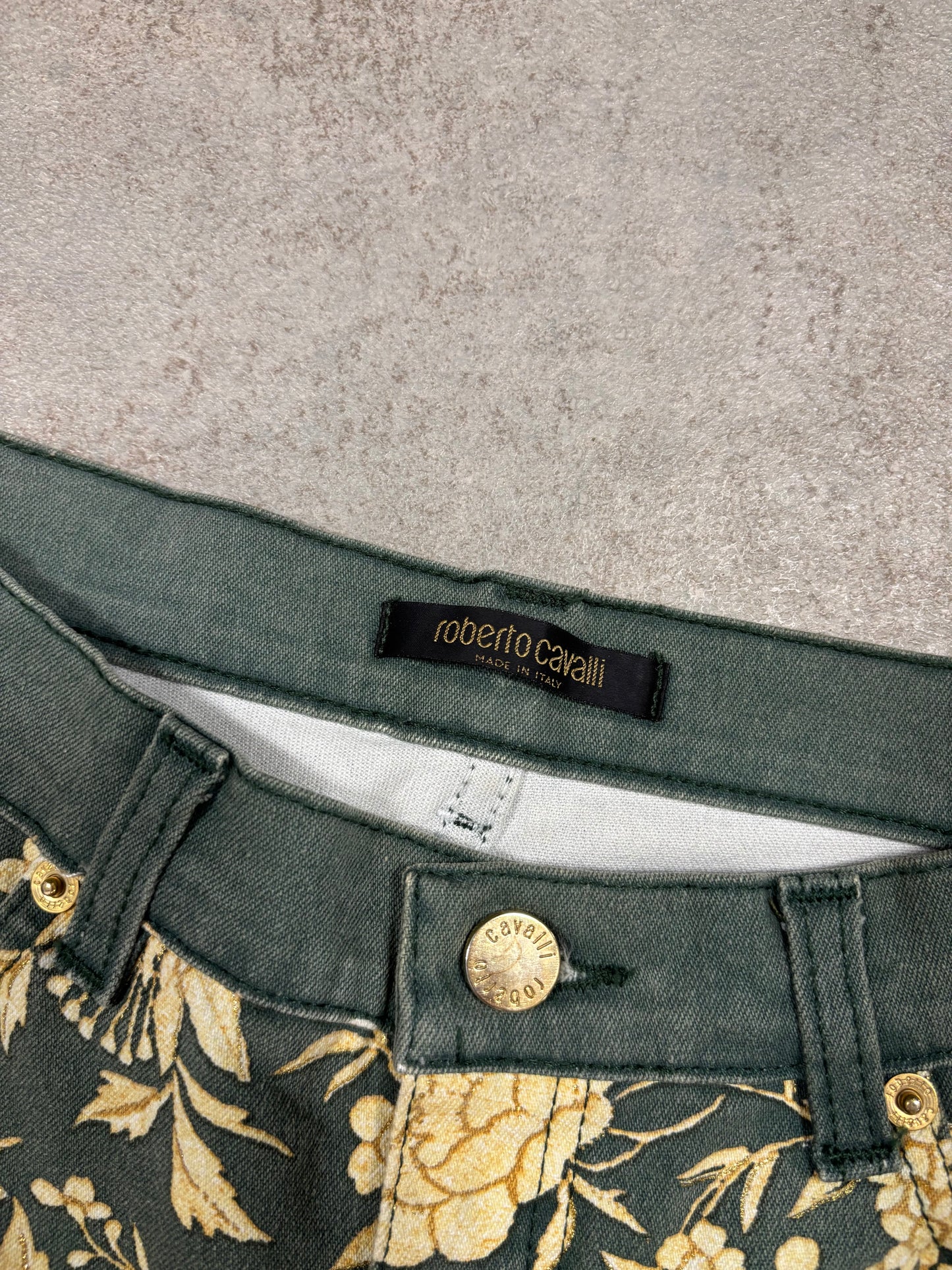 Pantalones Flower Print Roberto Cavalli 00s Vintage - M