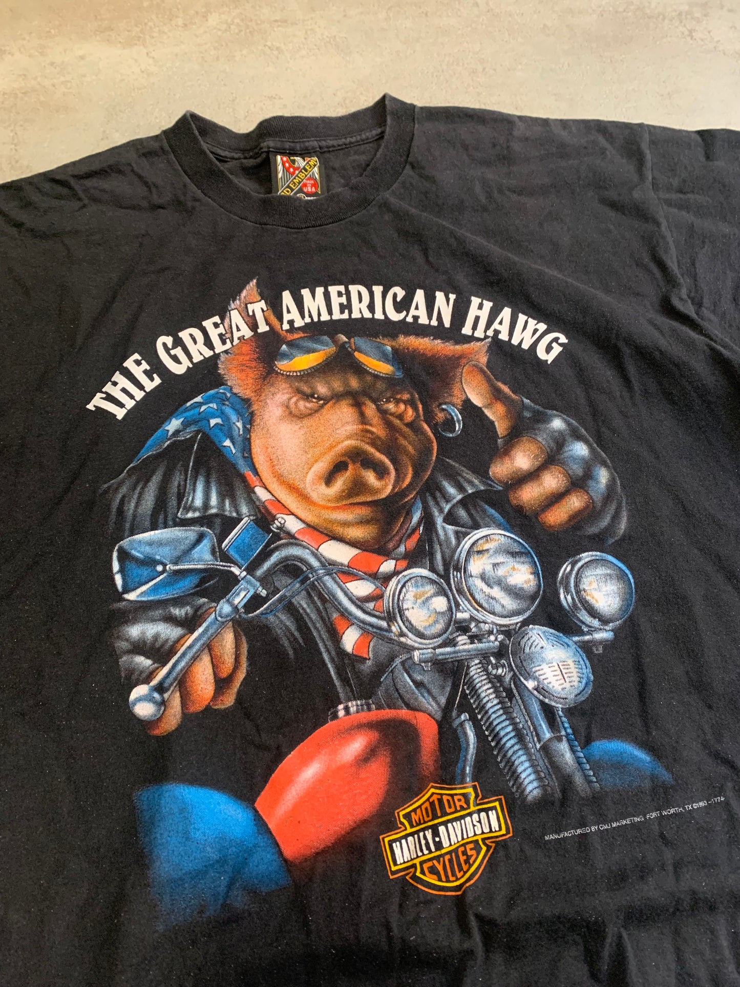 Camiseta Vintage 3D Emblem Harley Davidson 1993 - XL