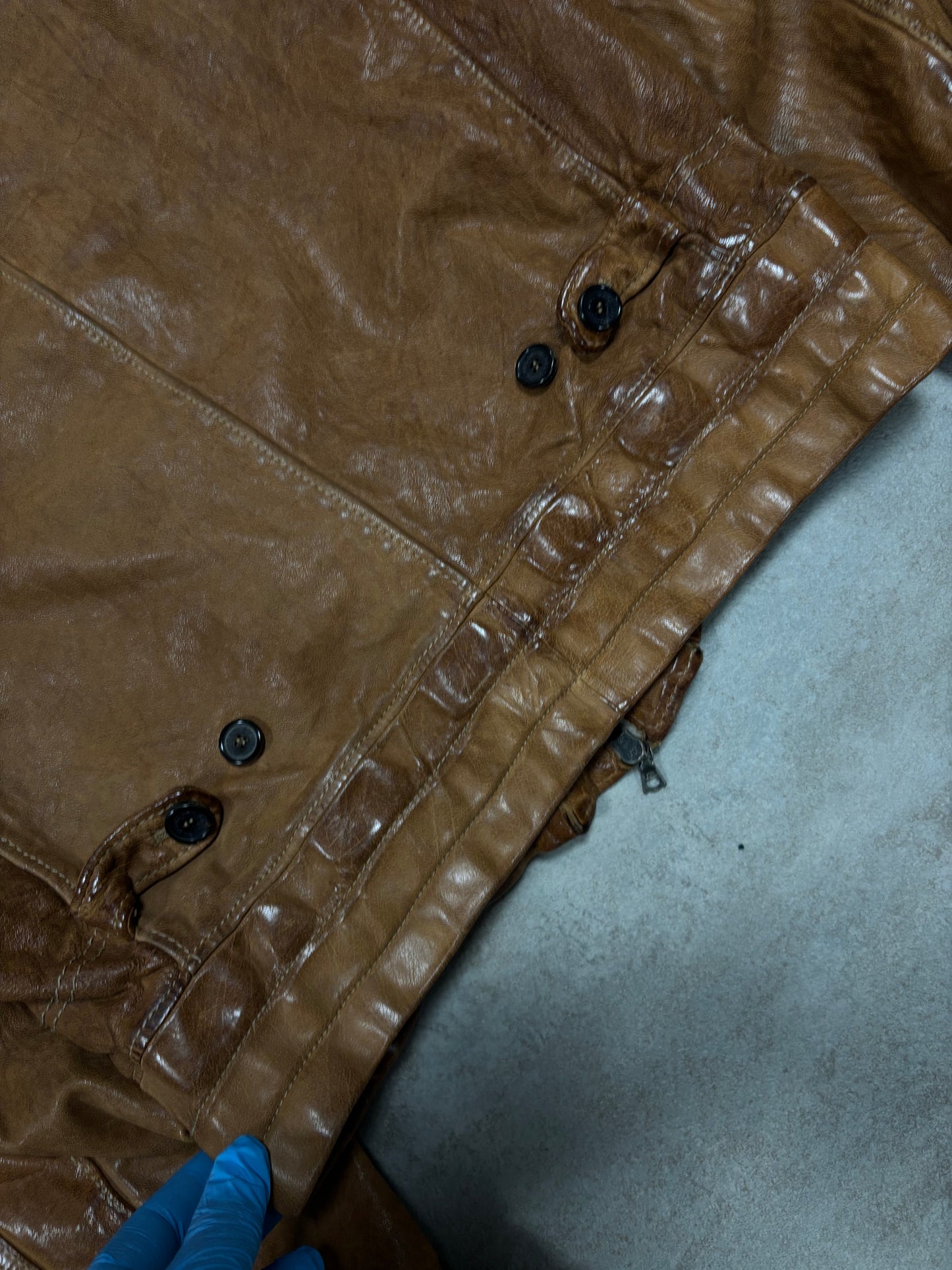 Chaqueta Cuero Distressed Neil Barrett Early 00s Vintage - S