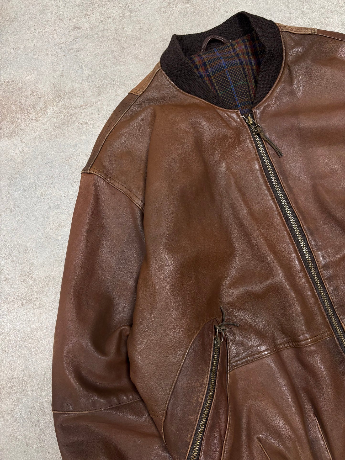 Chaqueta Bomber Cuero ‘Torpedo’ 90s Vintage - XL
