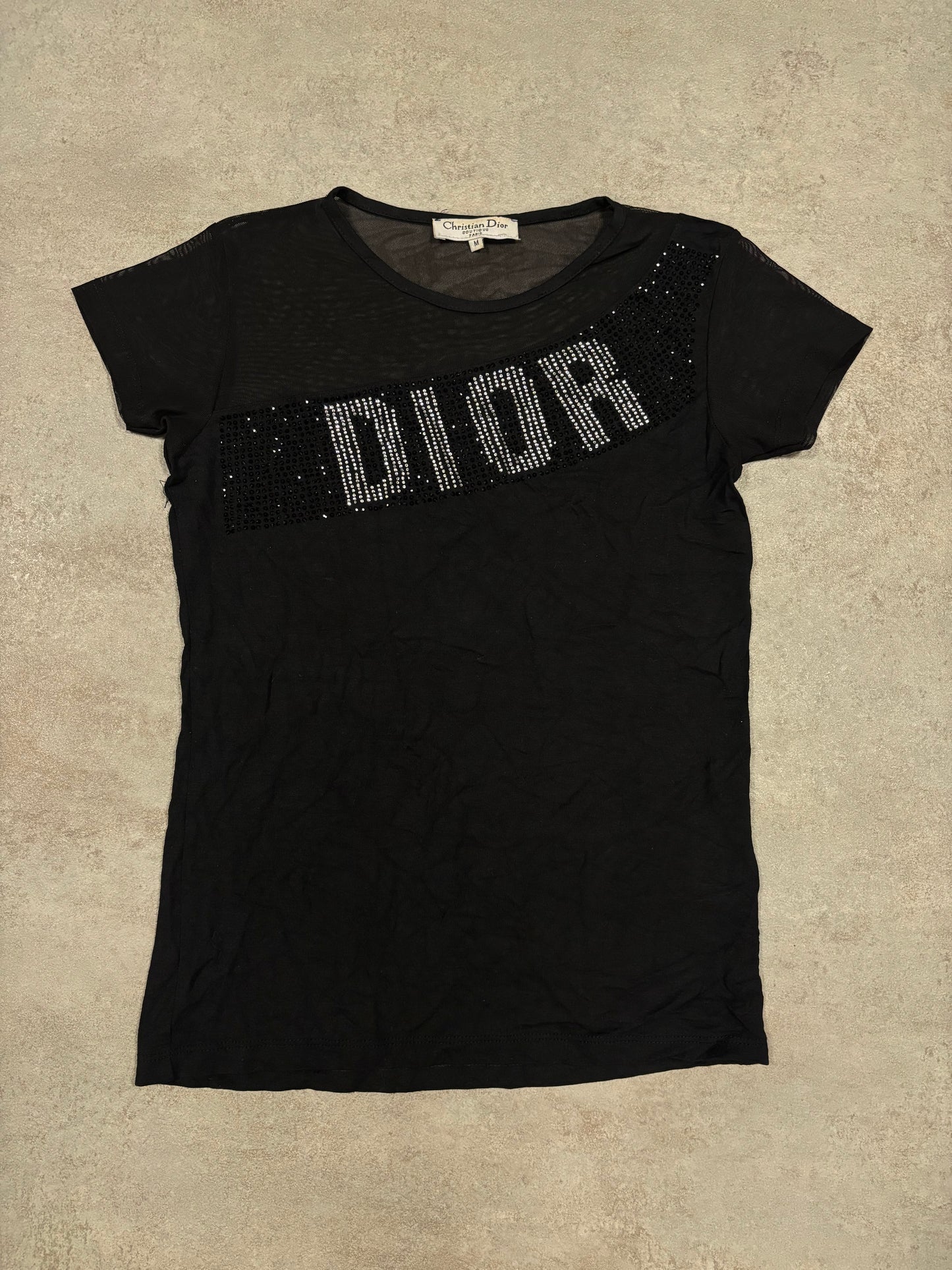 Camiseta Top Mesh Christian Dior Brillantes 00s Vintage - M
