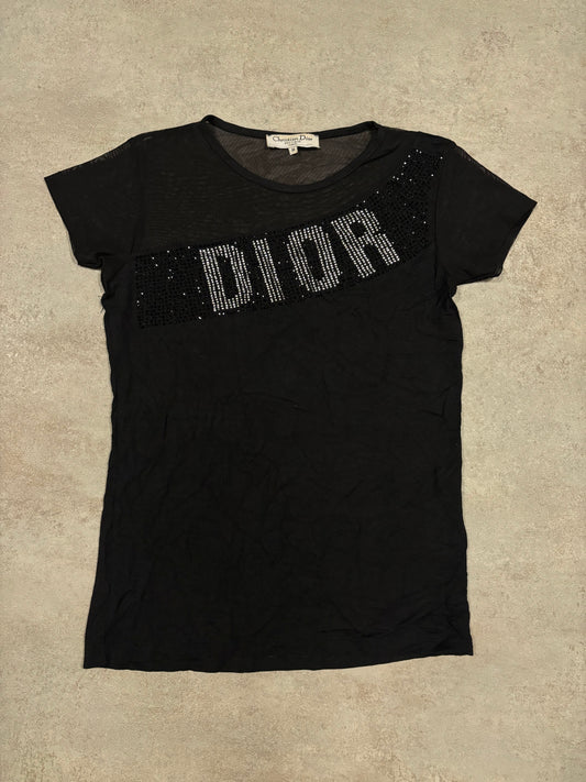 Camiseta Top Mesh Christian Dior Brillantes 00s Vintage - M