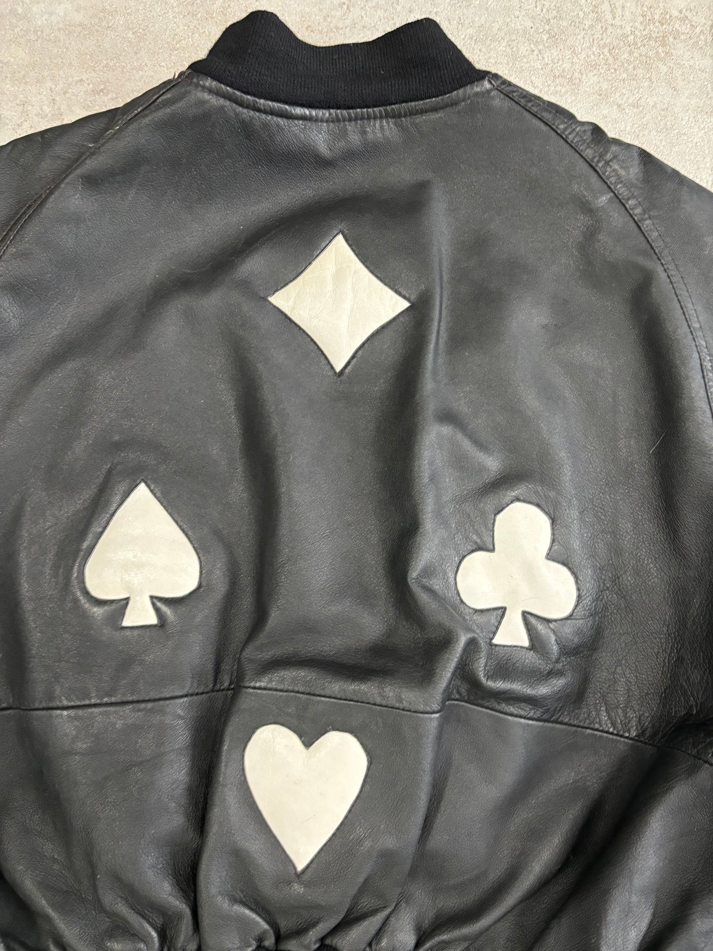 Chaqueta Cuero Símbolos Poker 90s Vintage - S