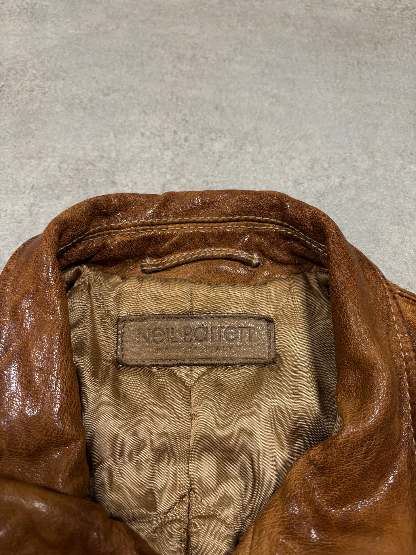 Chaqueta Cuero Distressed Neil Barrett Early 00s Vintage - S