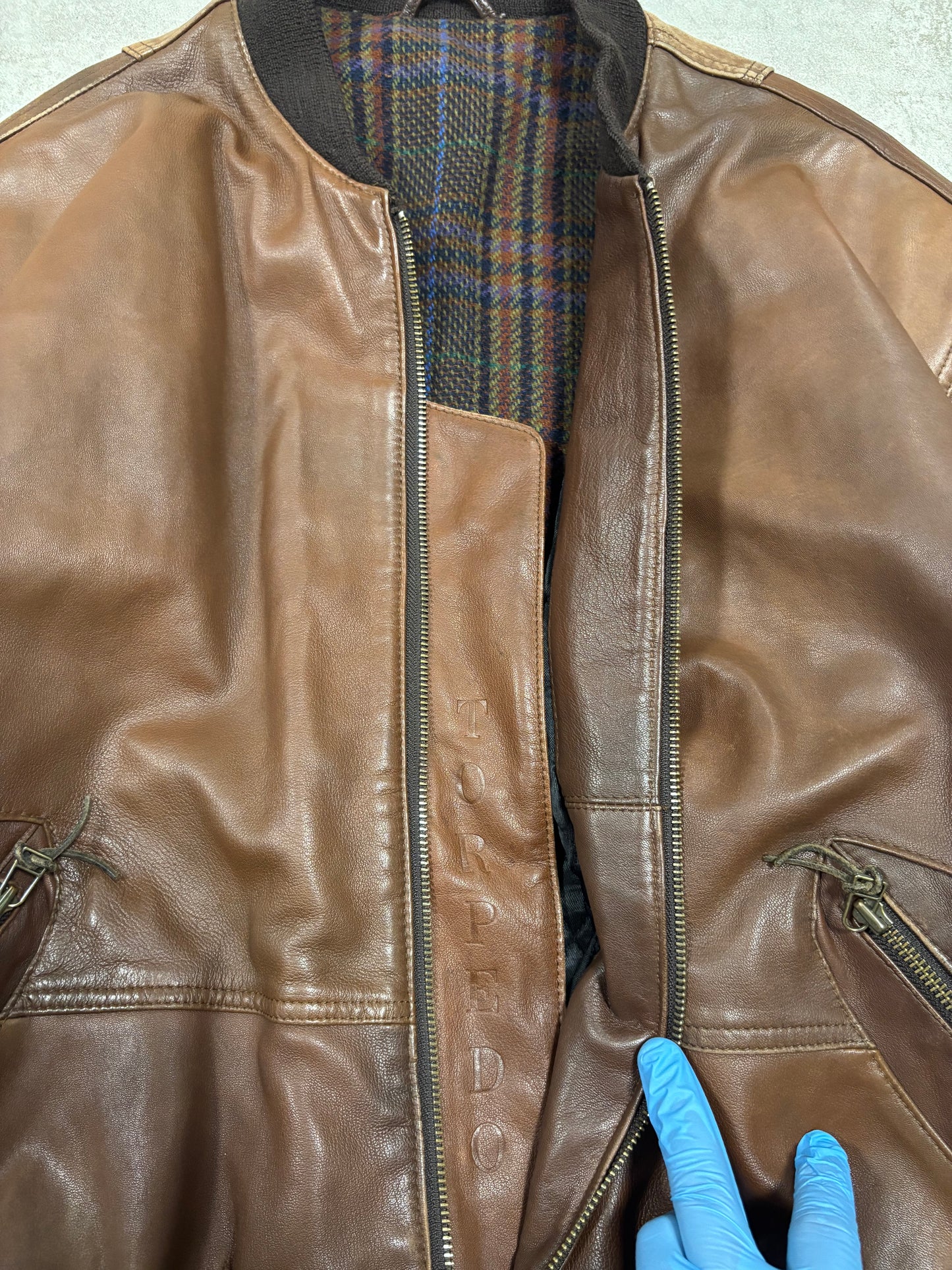 Chaqueta Bomber Cuero ‘Torpedo’ 90s Vintage - XL
