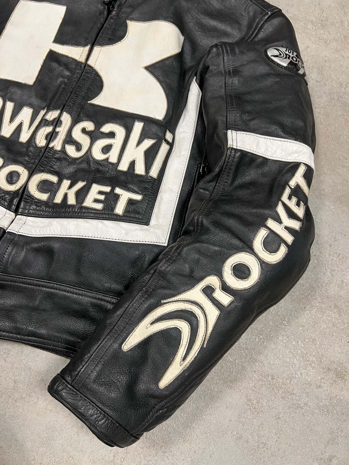 Chaqueta Cuero Motorista Vintage Kawasaki Jot Rocket - M