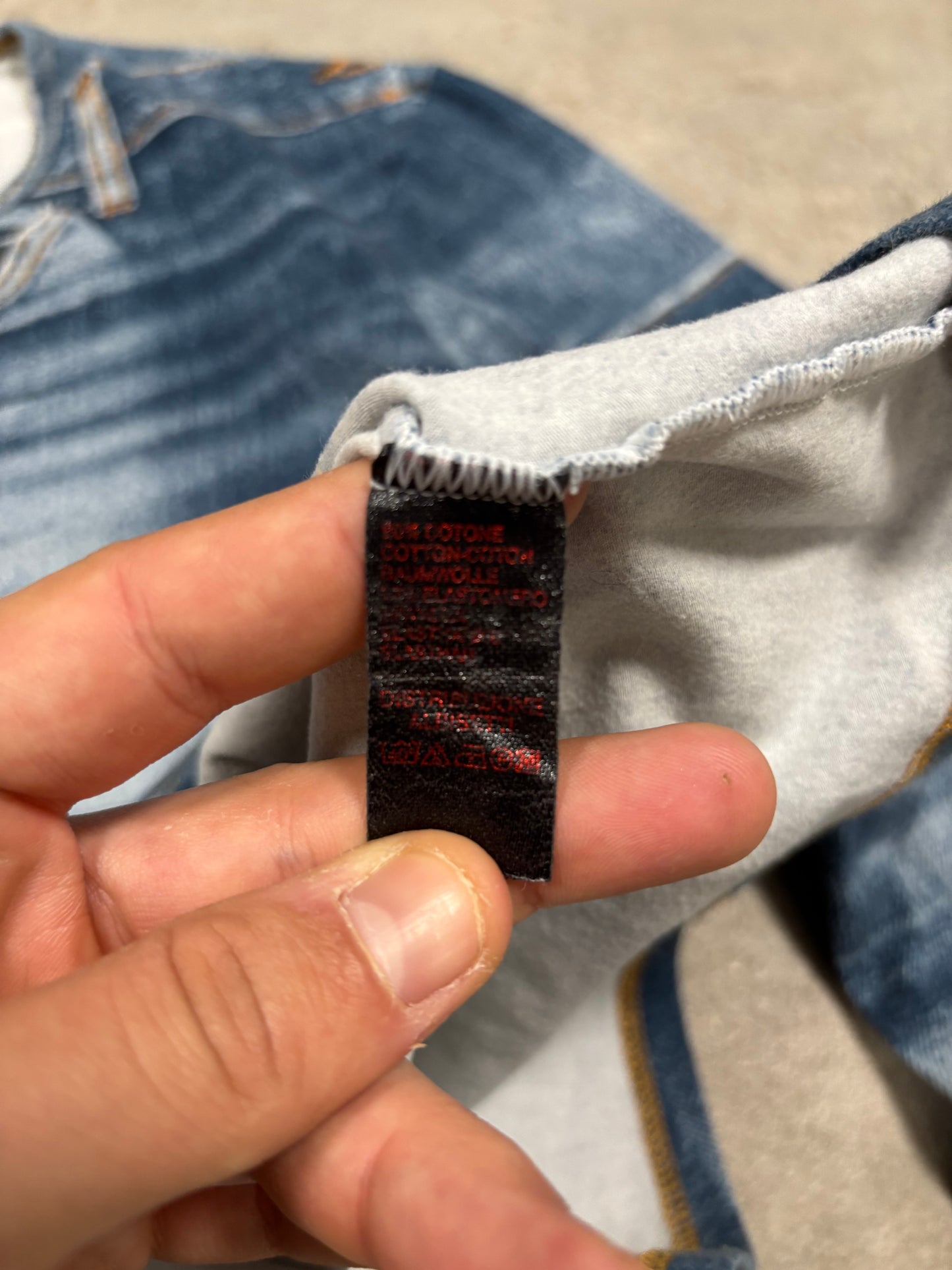 Camiseta Top Elástico Manga Larga Denim Print Roberto Cavalli 00s Vintage - M