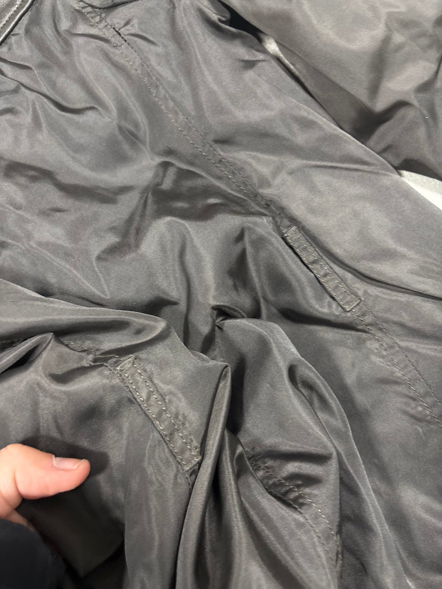 Chaqueta Larga Nylon Cuero Doble Forro Prada Late 90s Vintage - XL