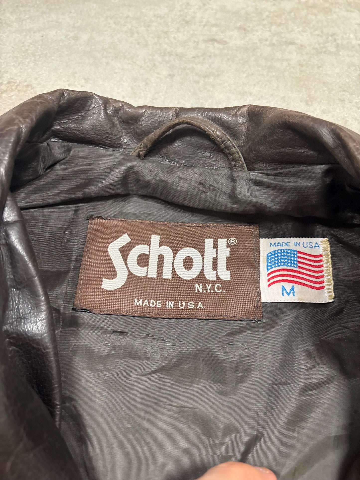 Chaqueta Larga Cuero Schott 90s Vintage - M