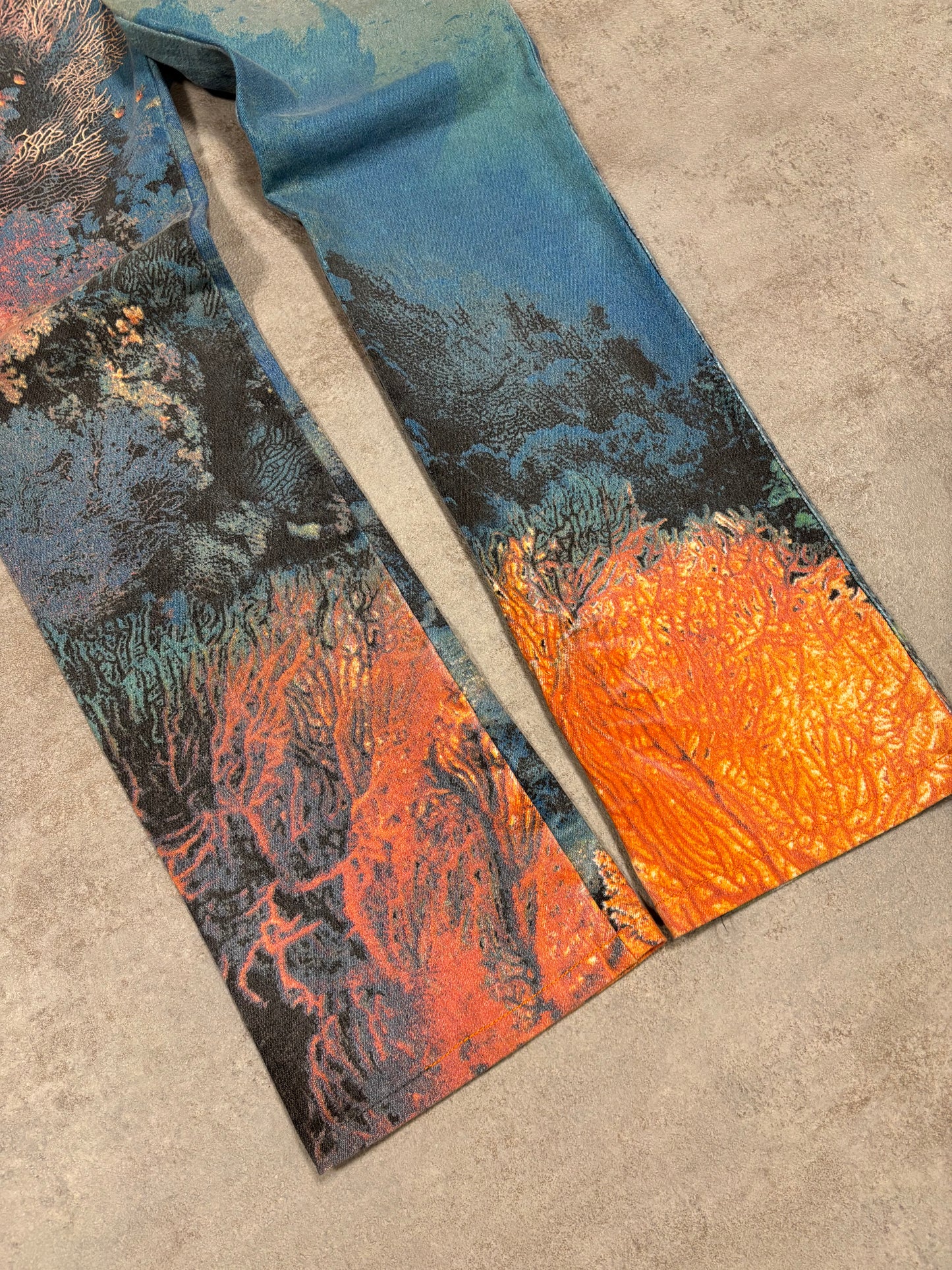 Pantalones Coral Reef Print Cavalli Jeans 1999 Vintage - S