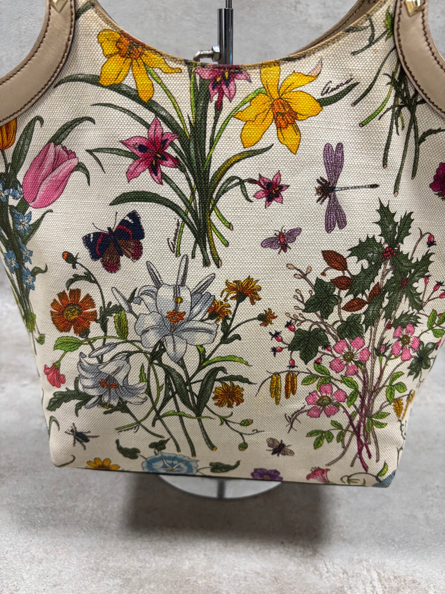 Bolso Lona Hombro ‘Bamboo Flora’ Gucci 00s Vintage
