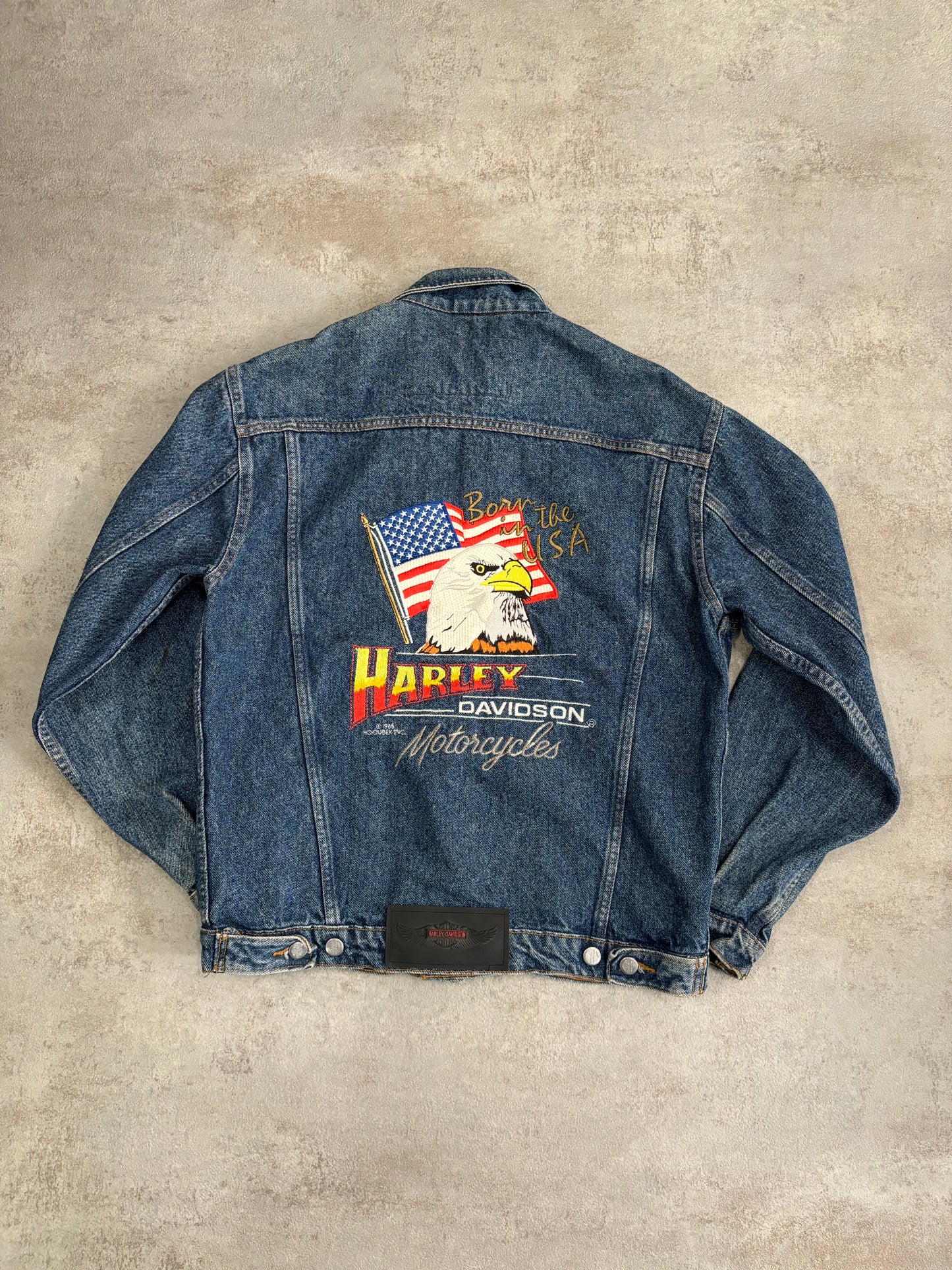 Chaqueta Denim Harley Davidson ‘Embroidered Born in Usa’ 1985 Vintage - S