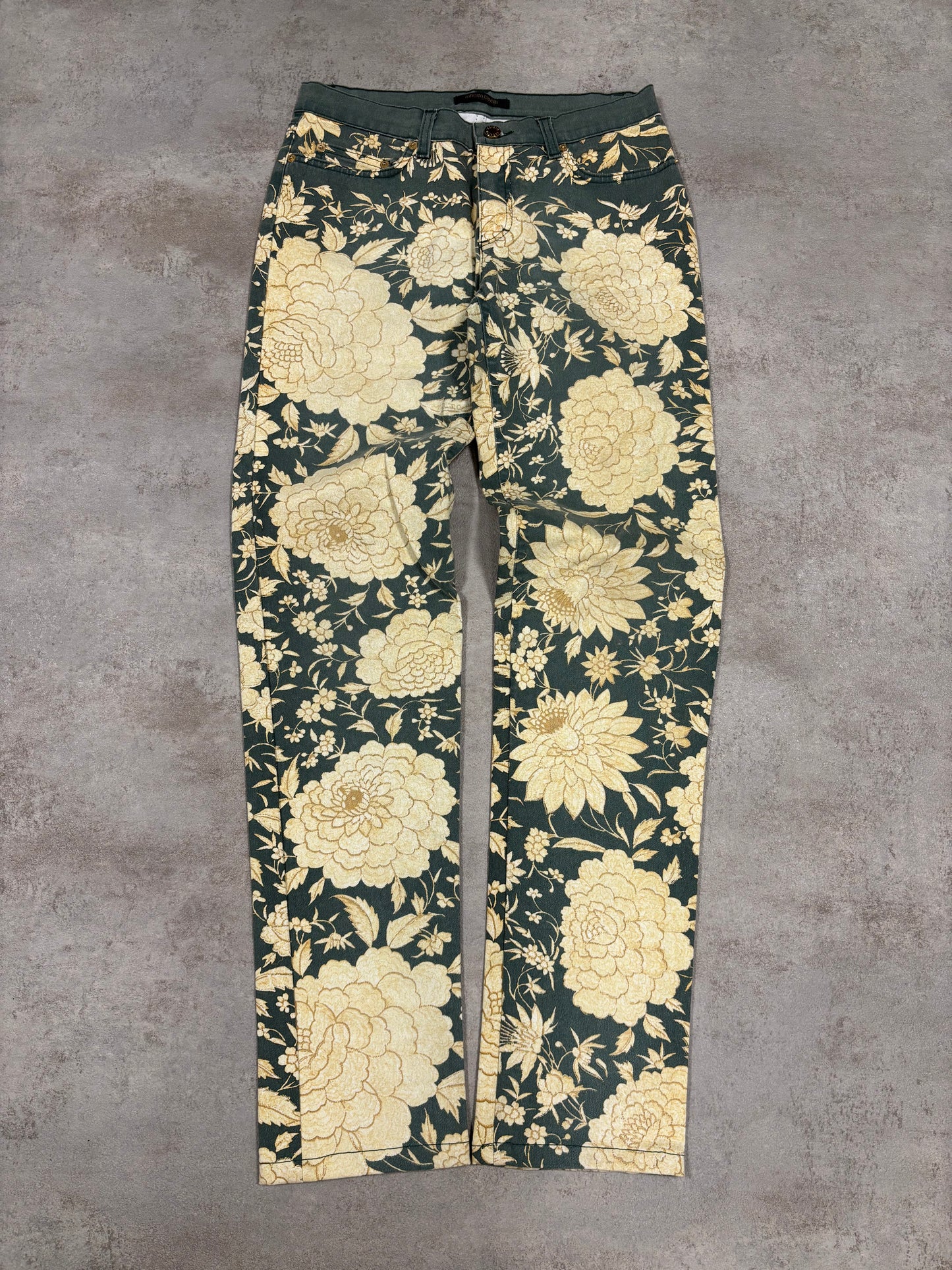 Pantalones Flower Print Roberto Cavalli 00s Vintage - M