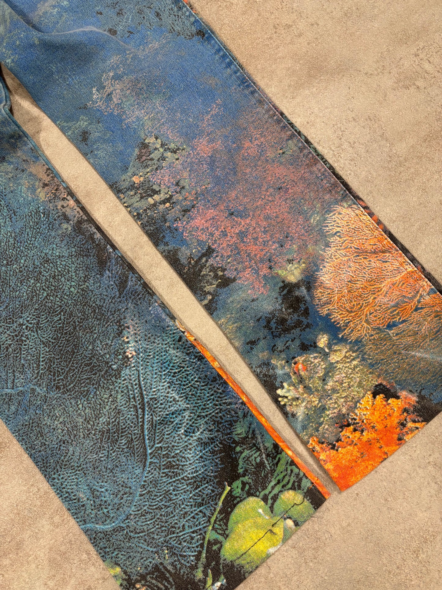 Pantalones Coral Reef Print Cavalli Jeans 1999 Vintage - S