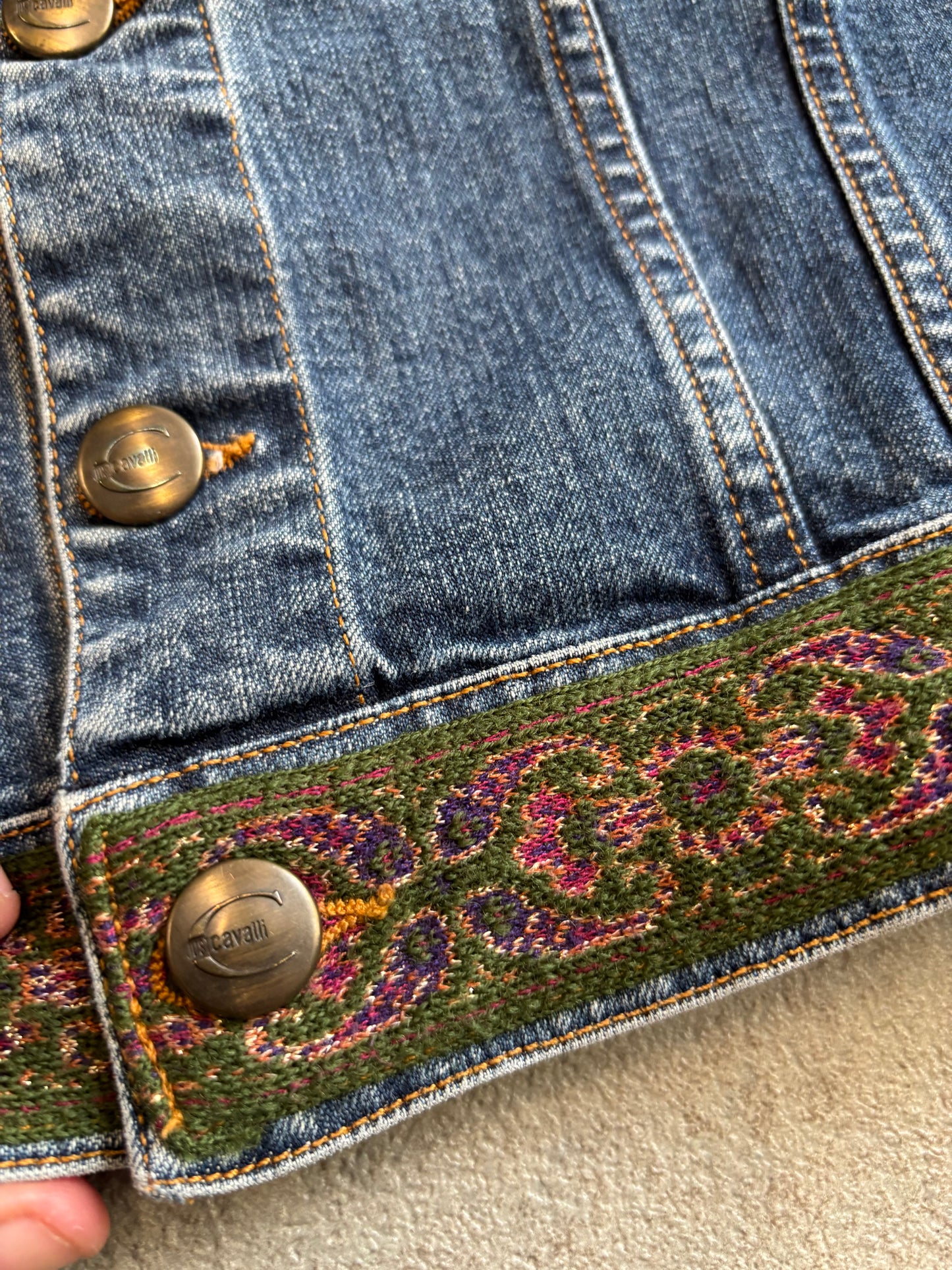 Chaqueta Elástica Vaquera Just Cavalli 00s Vintage - XS