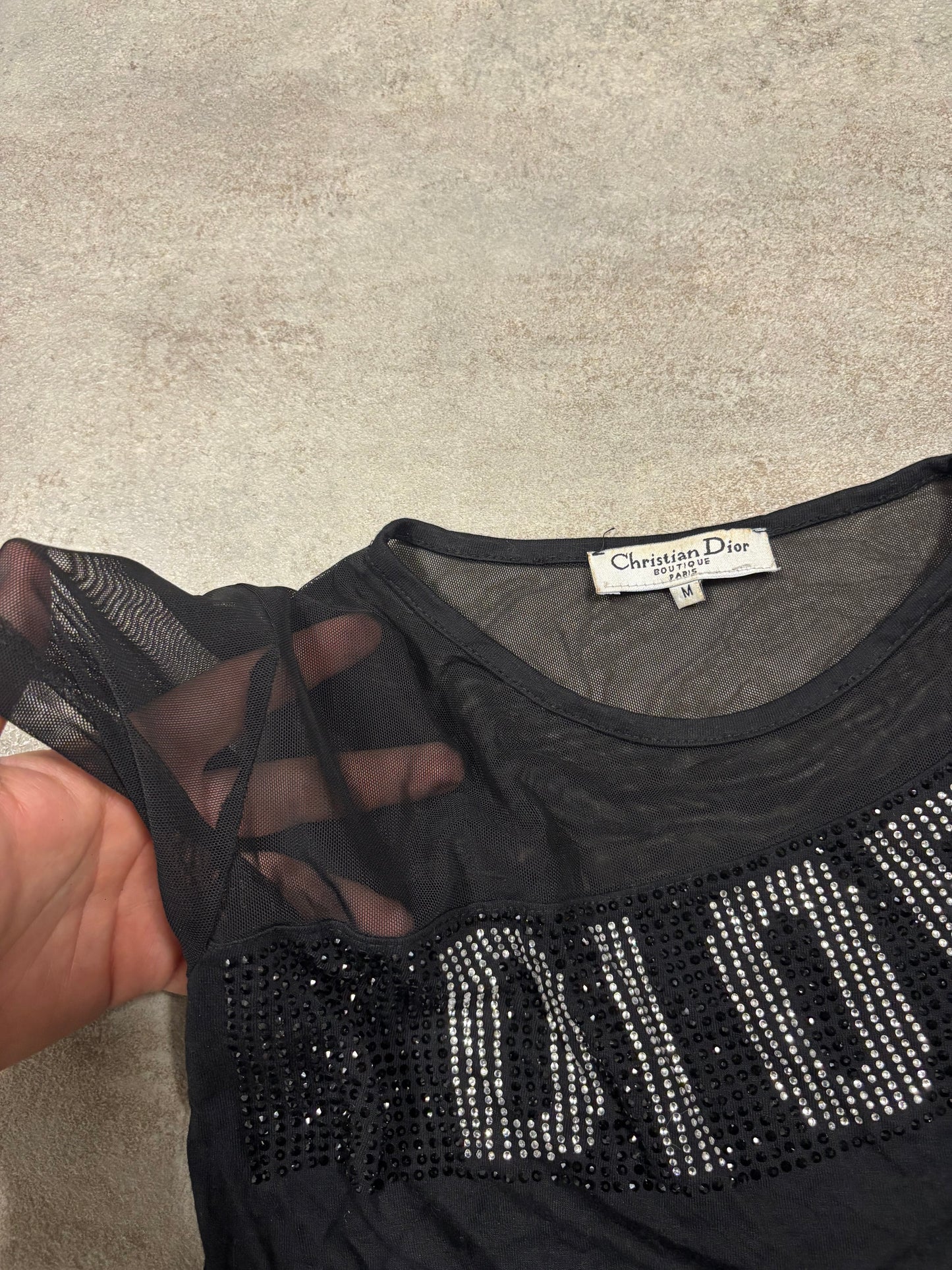 Camiseta Top Mesh Christian Dior Brillantes 00s Vintage - M