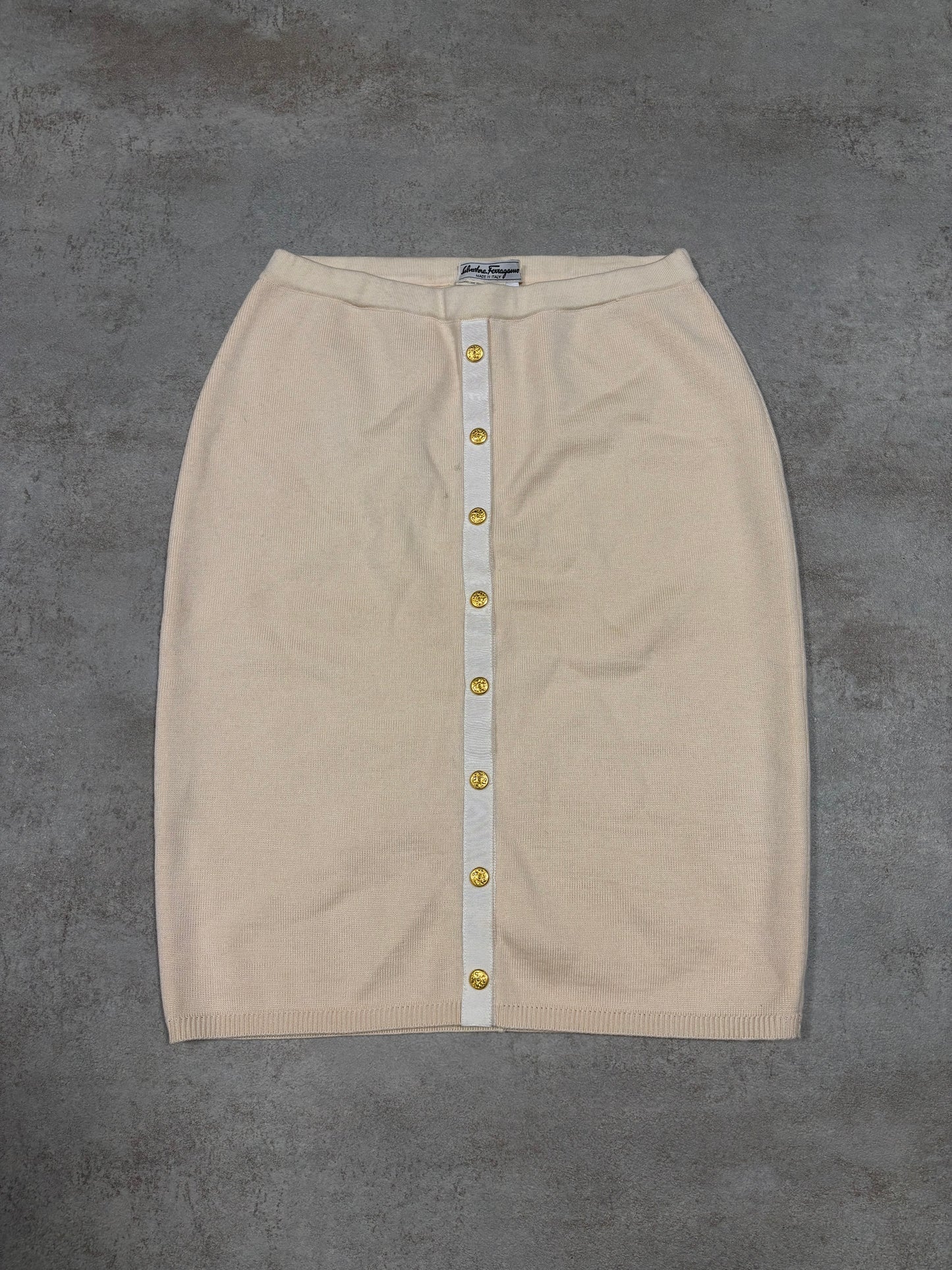 Falda Lana Virgen Salvatore Ferragamo 90s Vintage - M