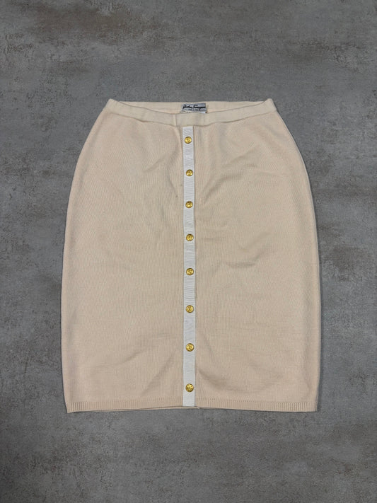 Falda Lana Virgen Salvatore Ferragamo 90s Vintage - M