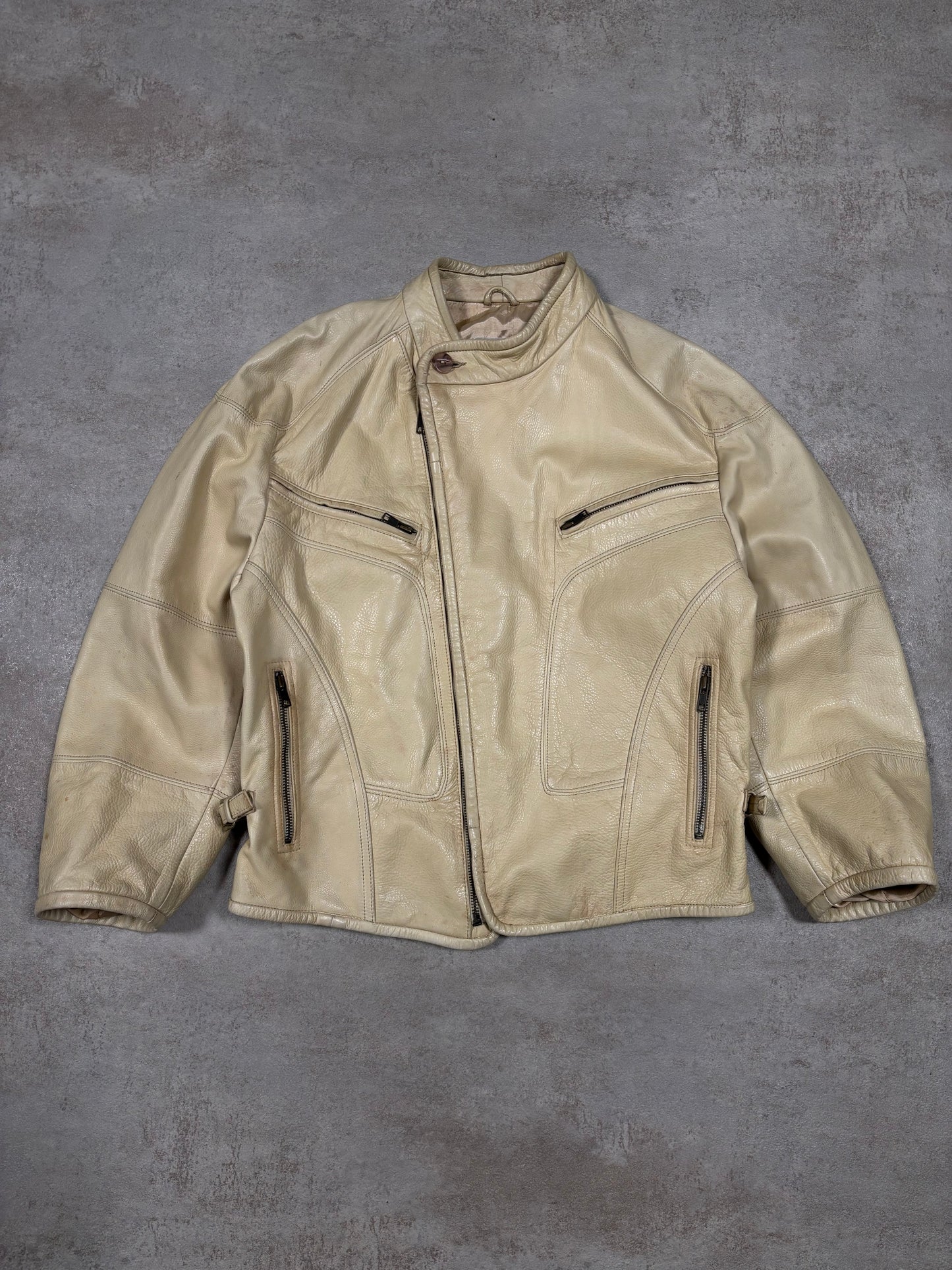 Chaqueta Asimétrica Cuero Emporio Armani 90s Vintage - M Woman