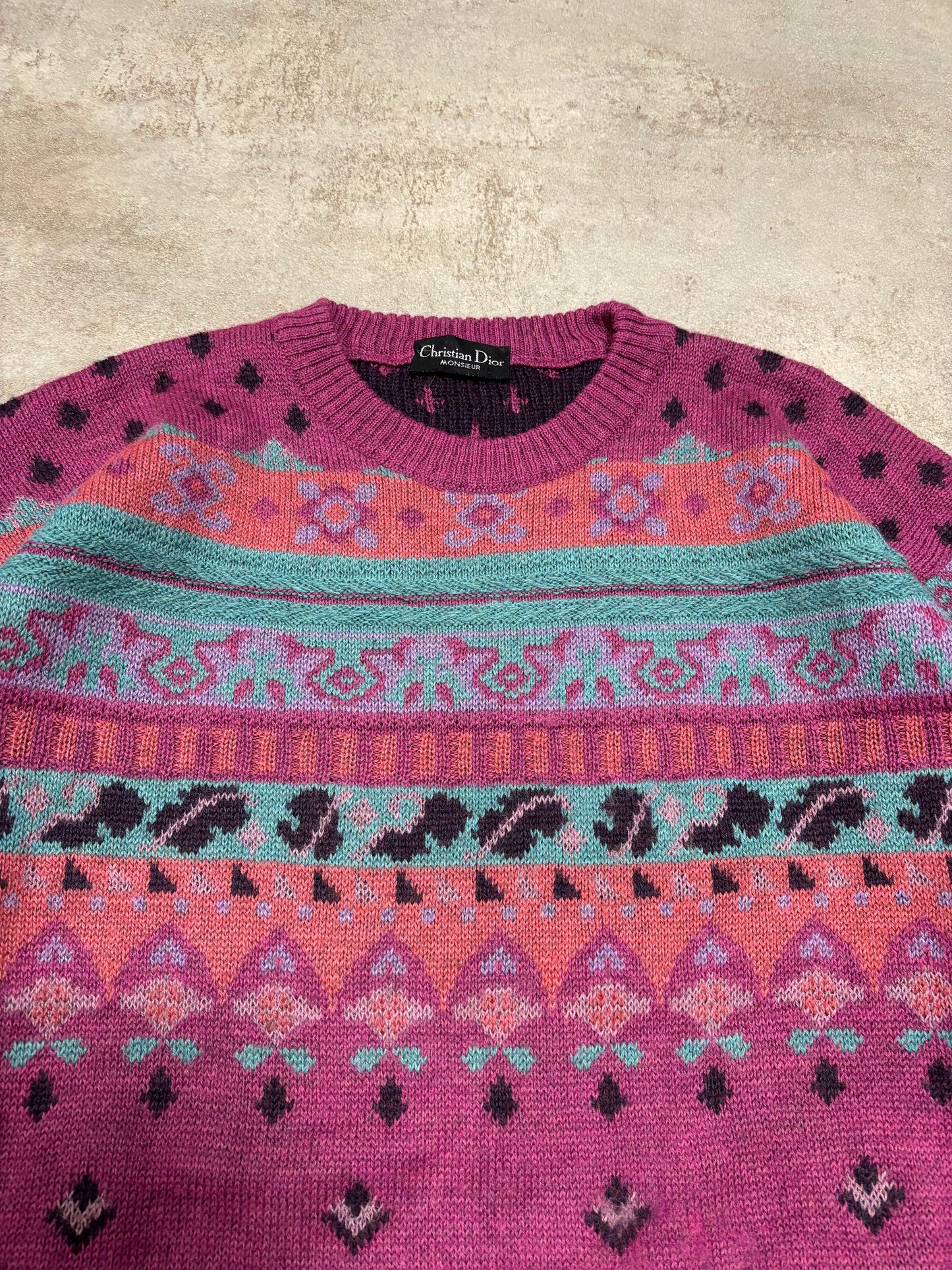 Jersey Estampado Jacquard Christian Dior 90s Vintage - XL