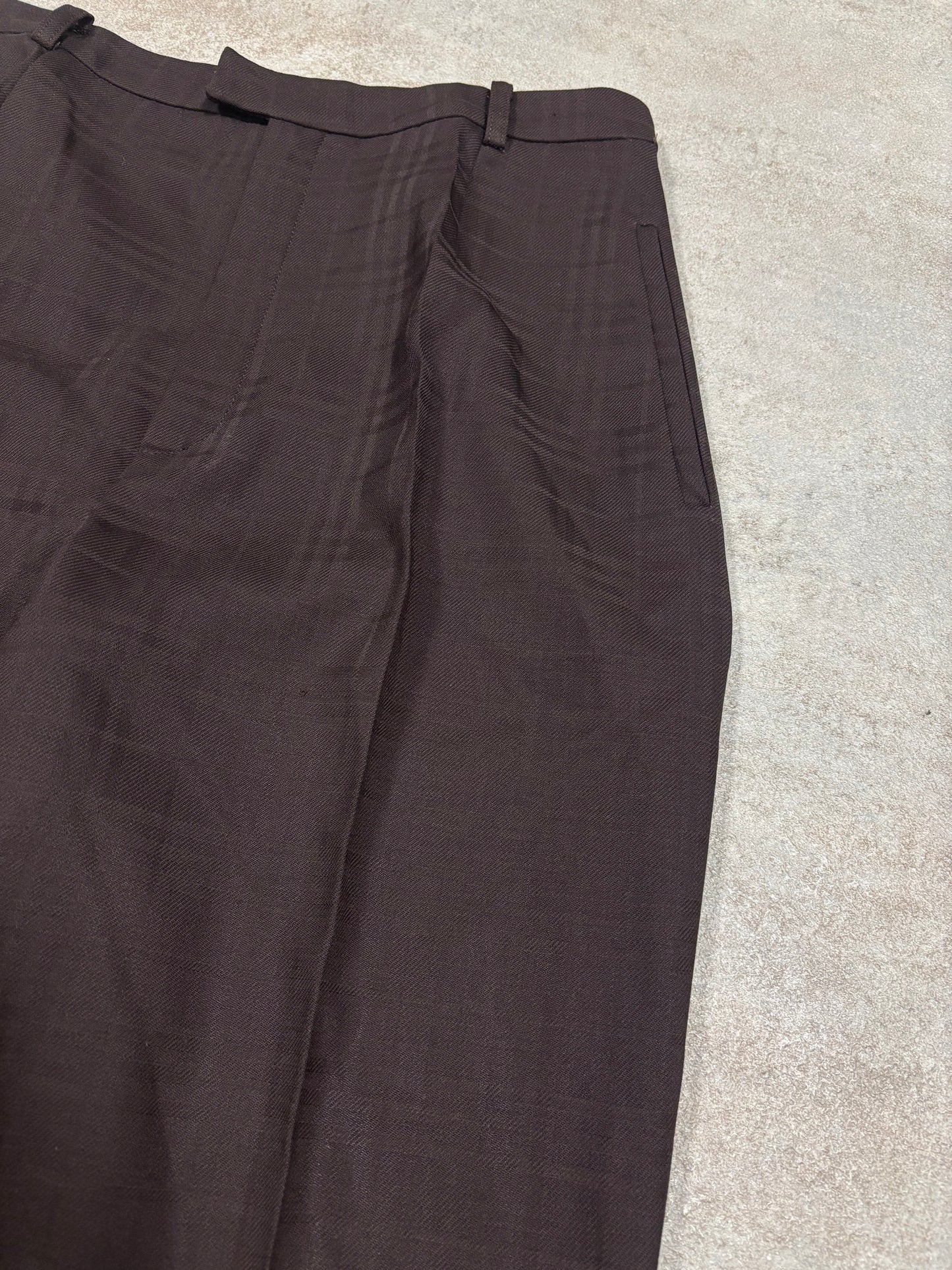 Pantalones Traje Pinza Estampado Cuadros Burberry 00s Vintage - M
