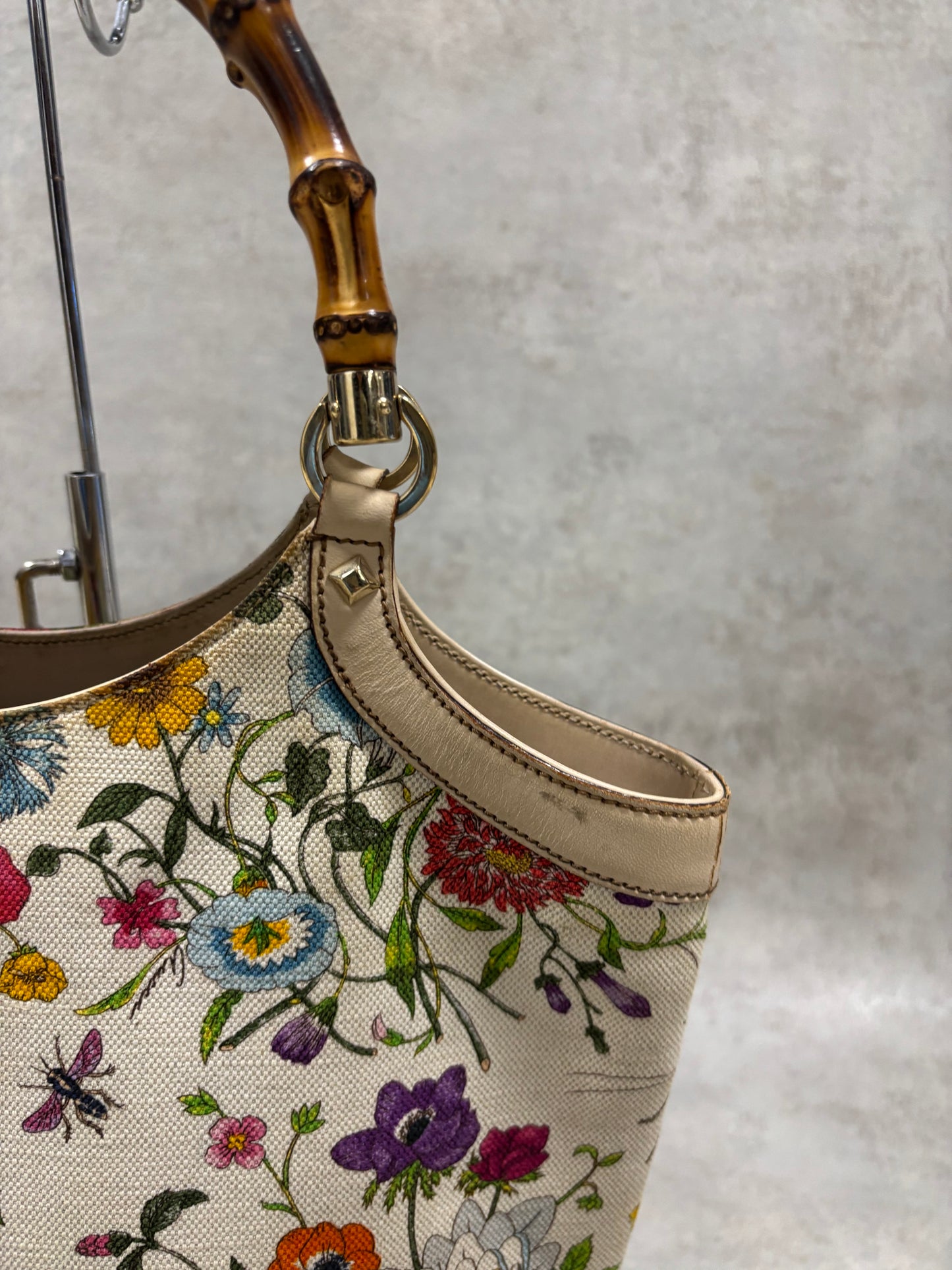 Bolso Lona Hombro ‘Bamboo Flora’ Gucci 00s Vintage