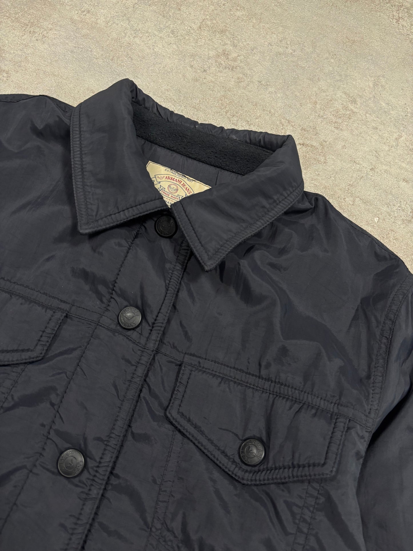 Chaqueta Trucker Nylon Cropped Armani Jeans 90s Vintage - S